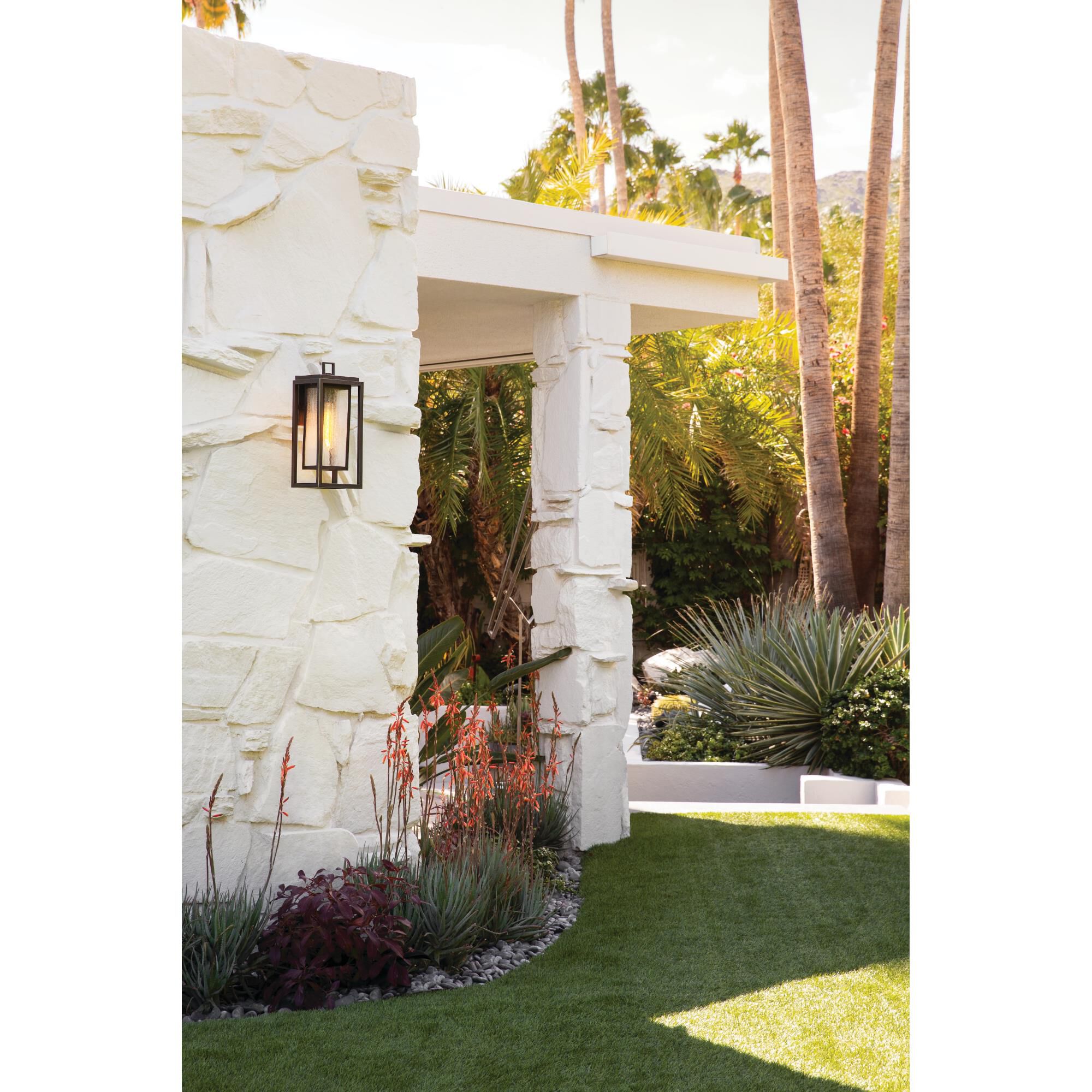 Shown in Oil Rubbed Bronze finish and Clear Seedy glass