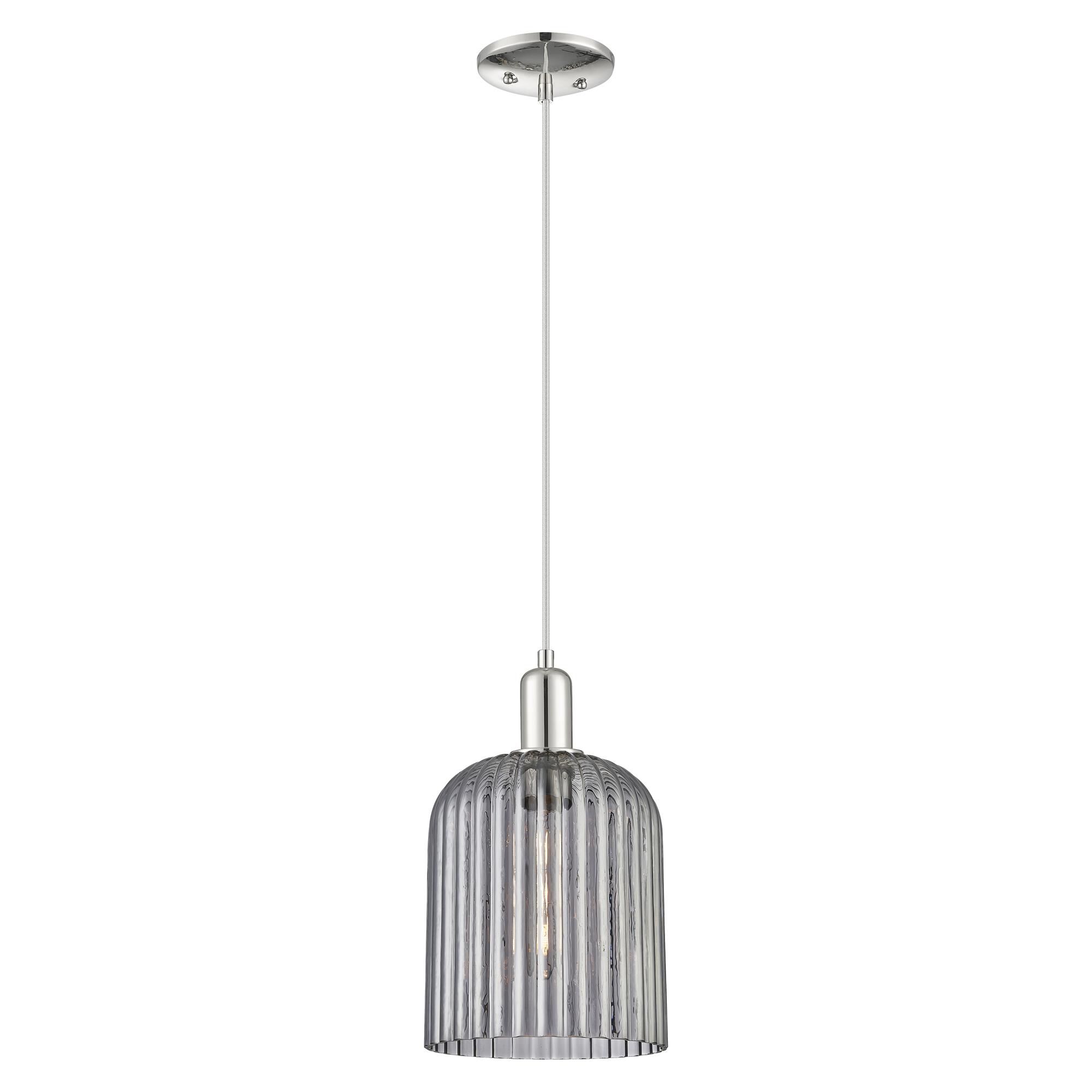 Shown in Polished Nickel finish and Light Smoke glass