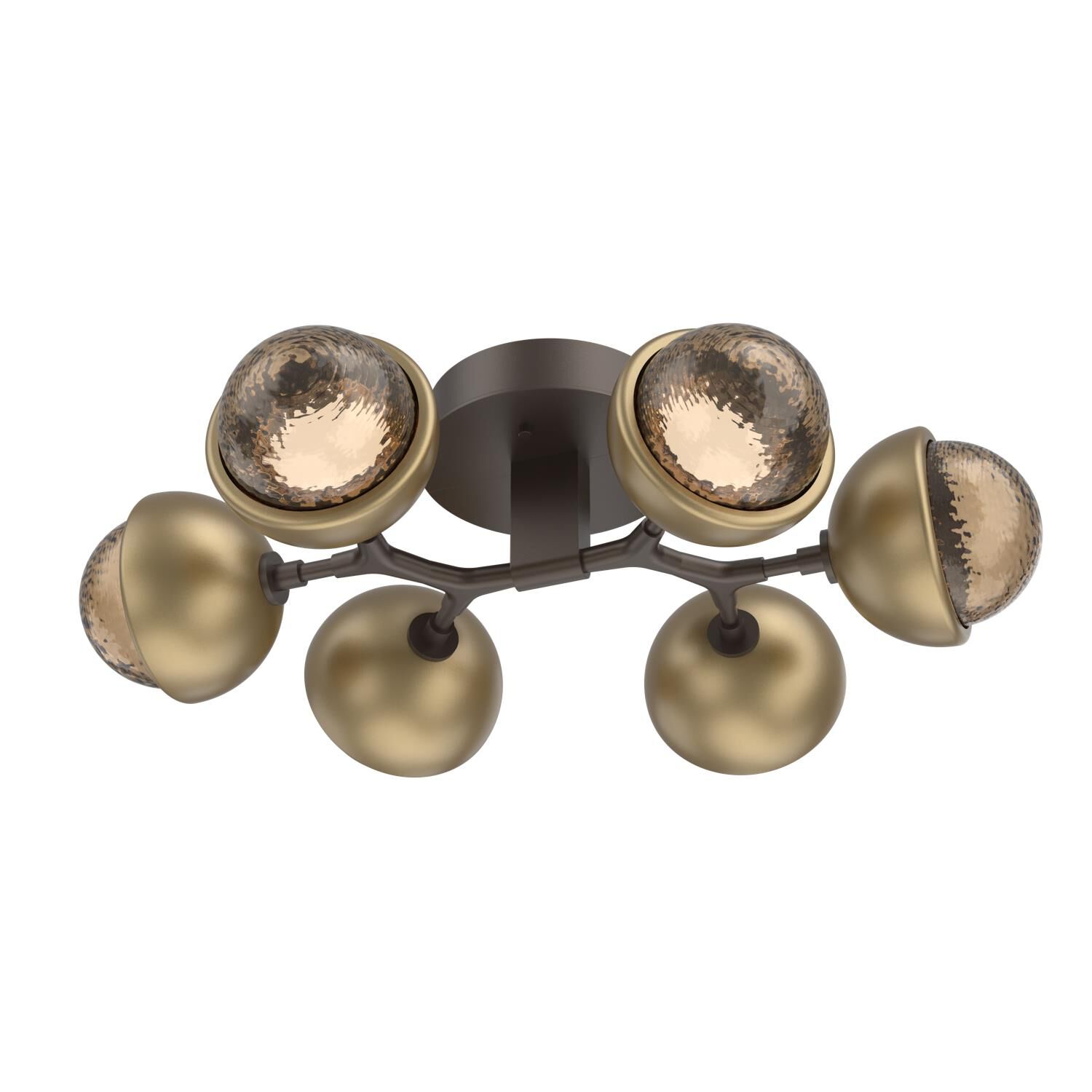 Shown in Flat Bronze finish and Bronze glass and Gilded Brass accent