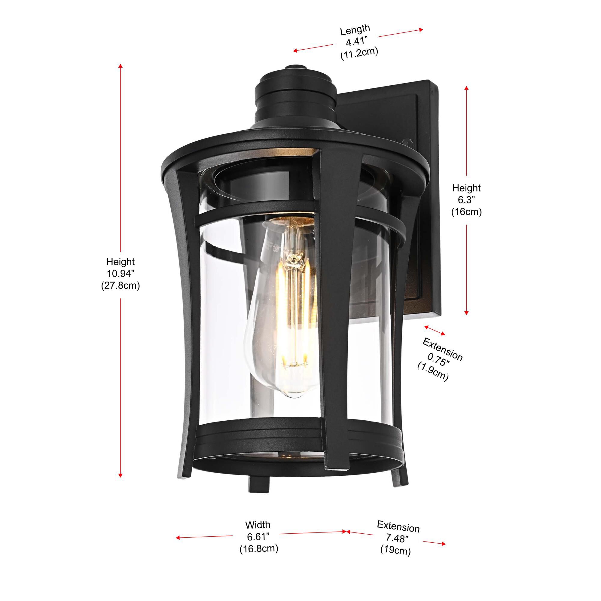 Shown in Black finish and Clear glass