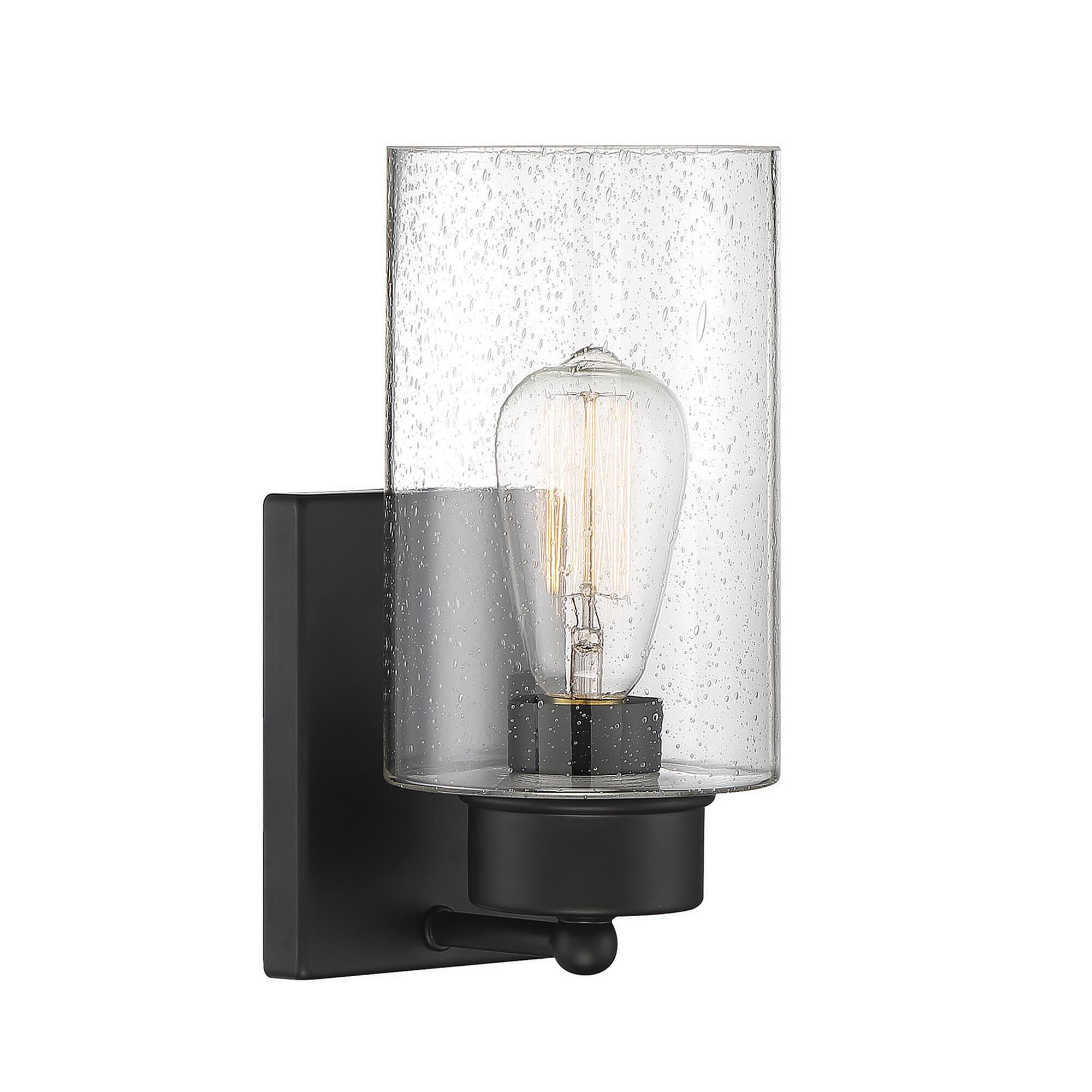 Shown in Matte Black finish and Clear Seeded glass