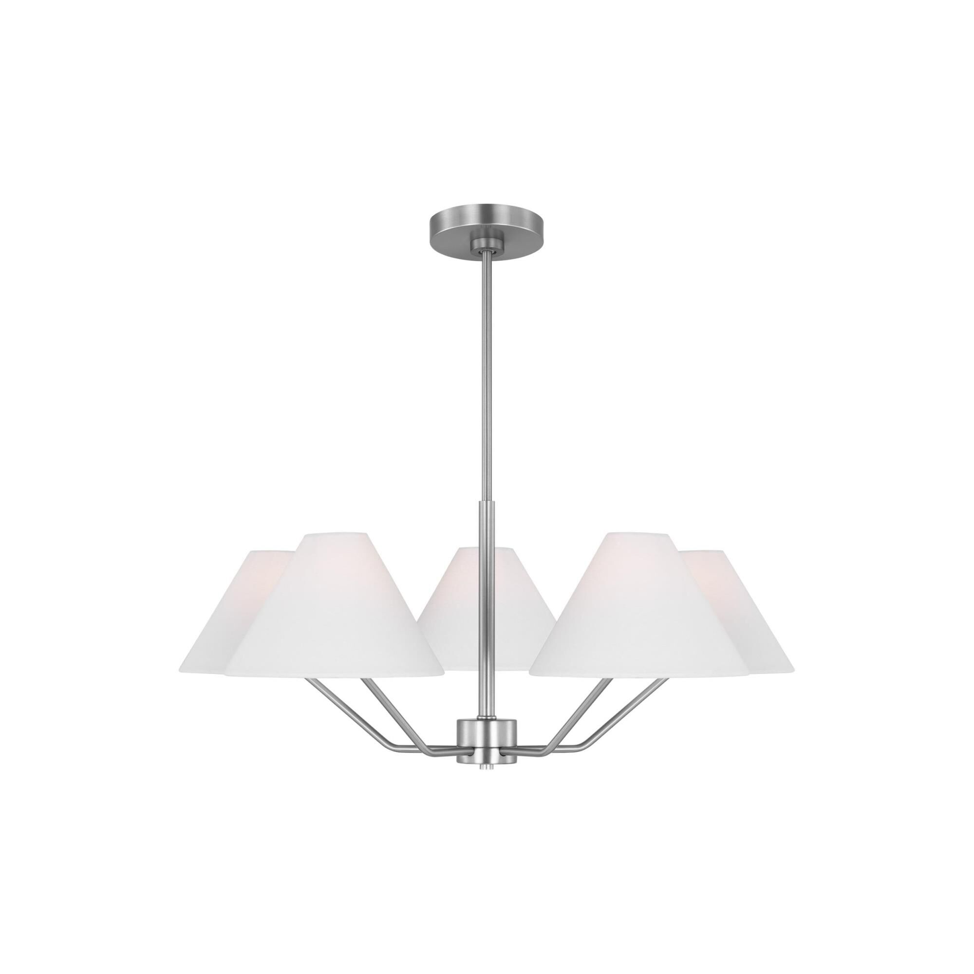 Shown in Brushed Steel finish and White Linen Fabric s shade