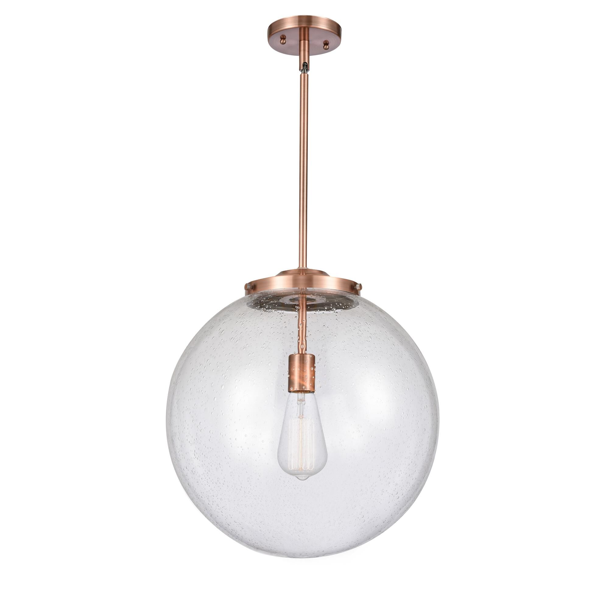 Shown in Antique Copper finish and Seedy Beacon glass