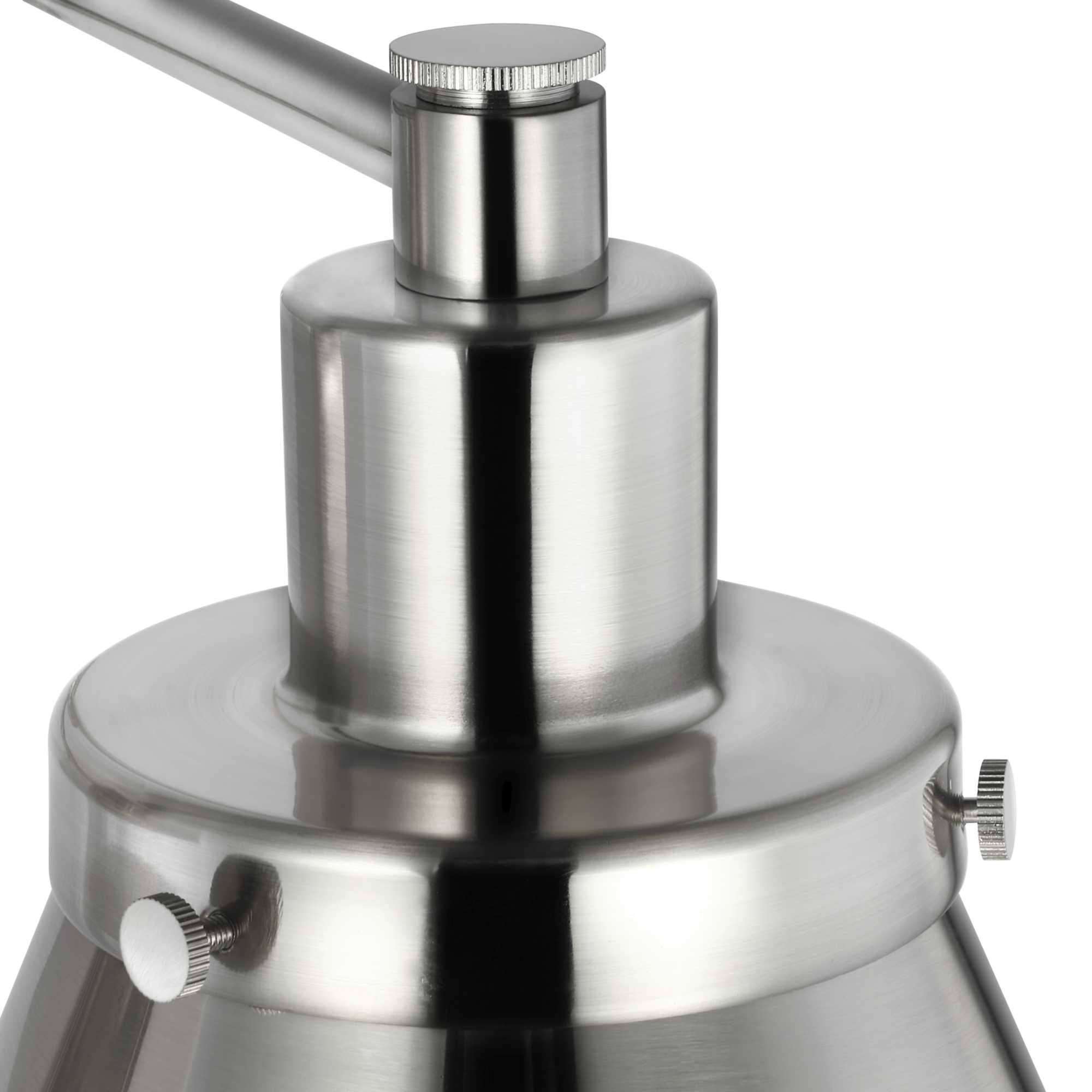 Shown in Brushed Nickel finish and Brushed Nickel glass