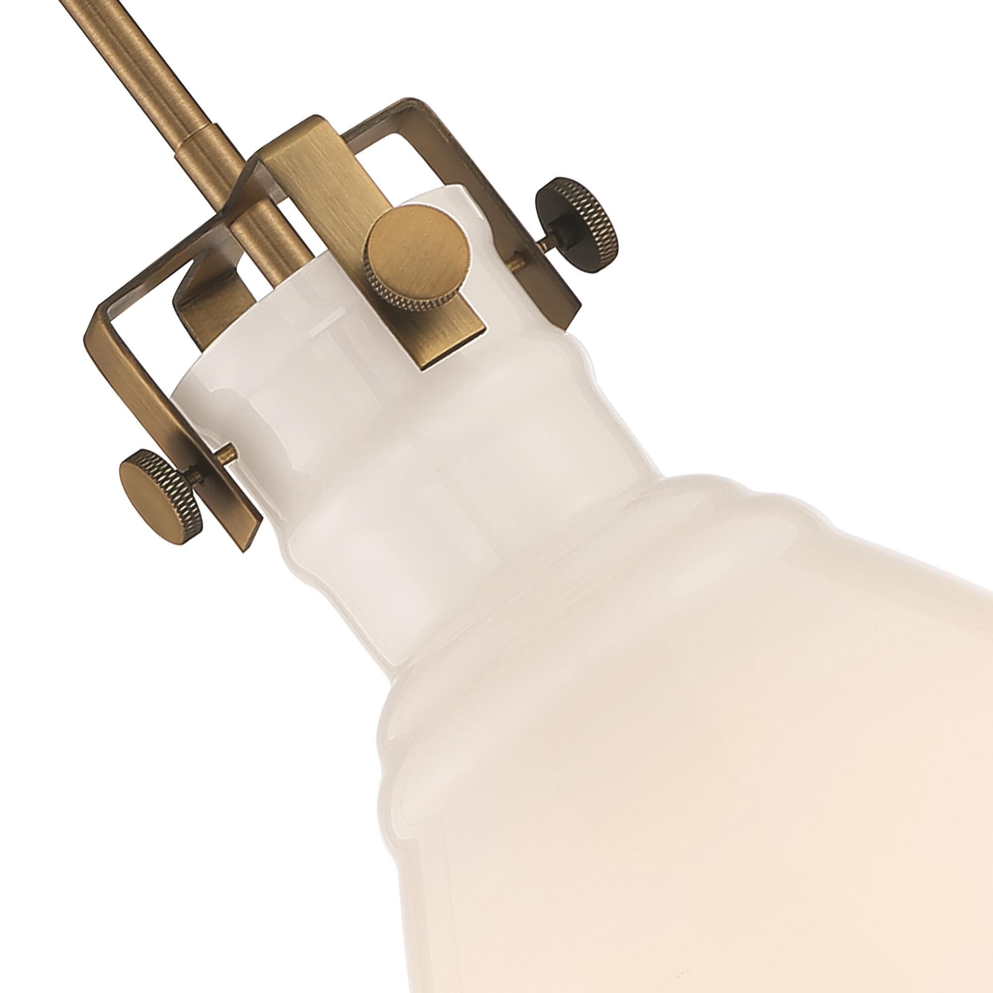 Shown in Old Satin Brass finish and Gloss Opal glass