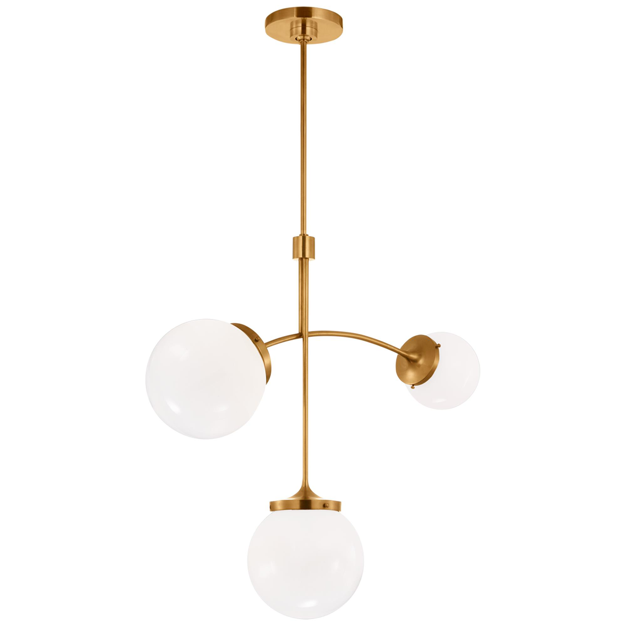 Shown in Soft Brass finish and White glass