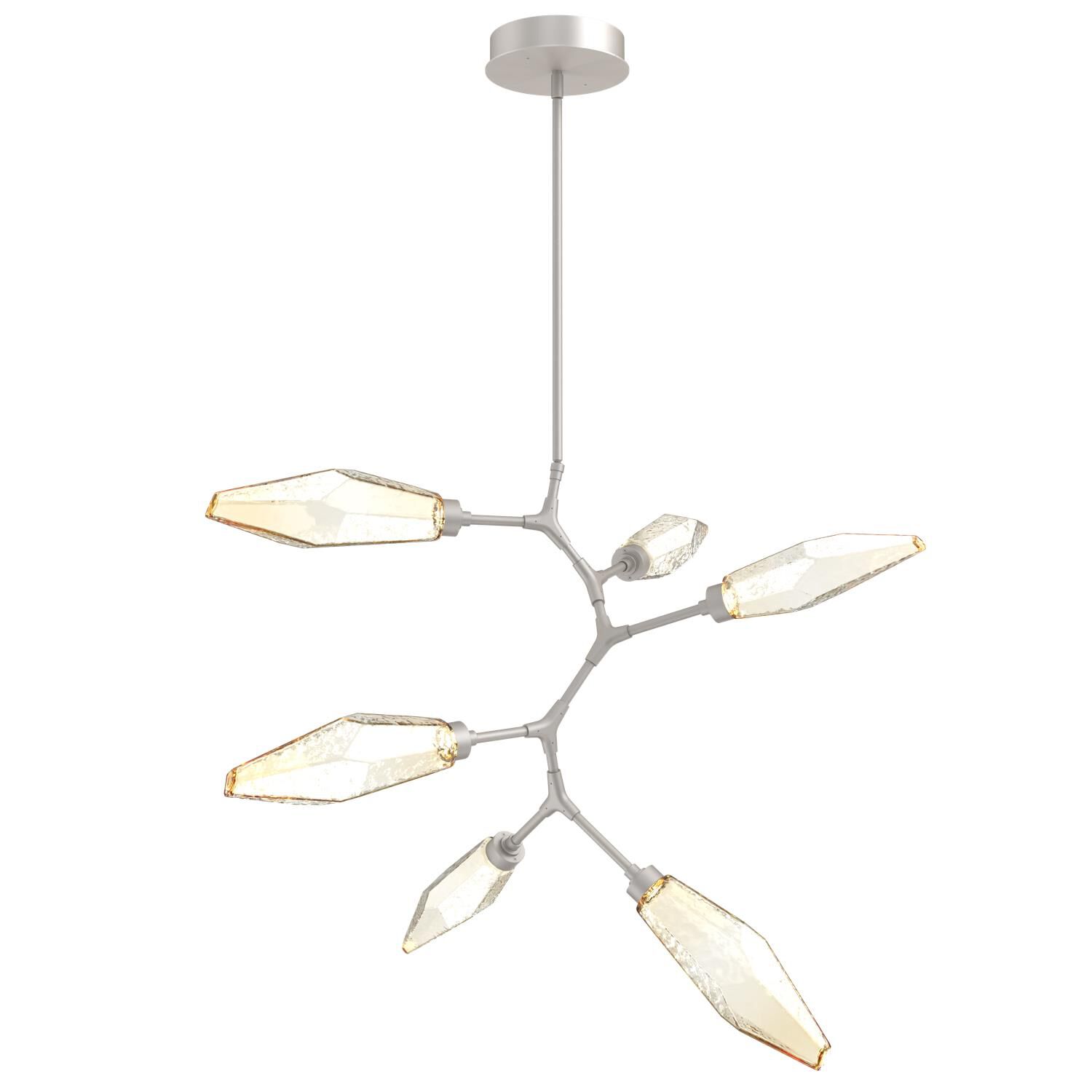 Shown in Metallic Beige Silver finish and Chilled Amber glass