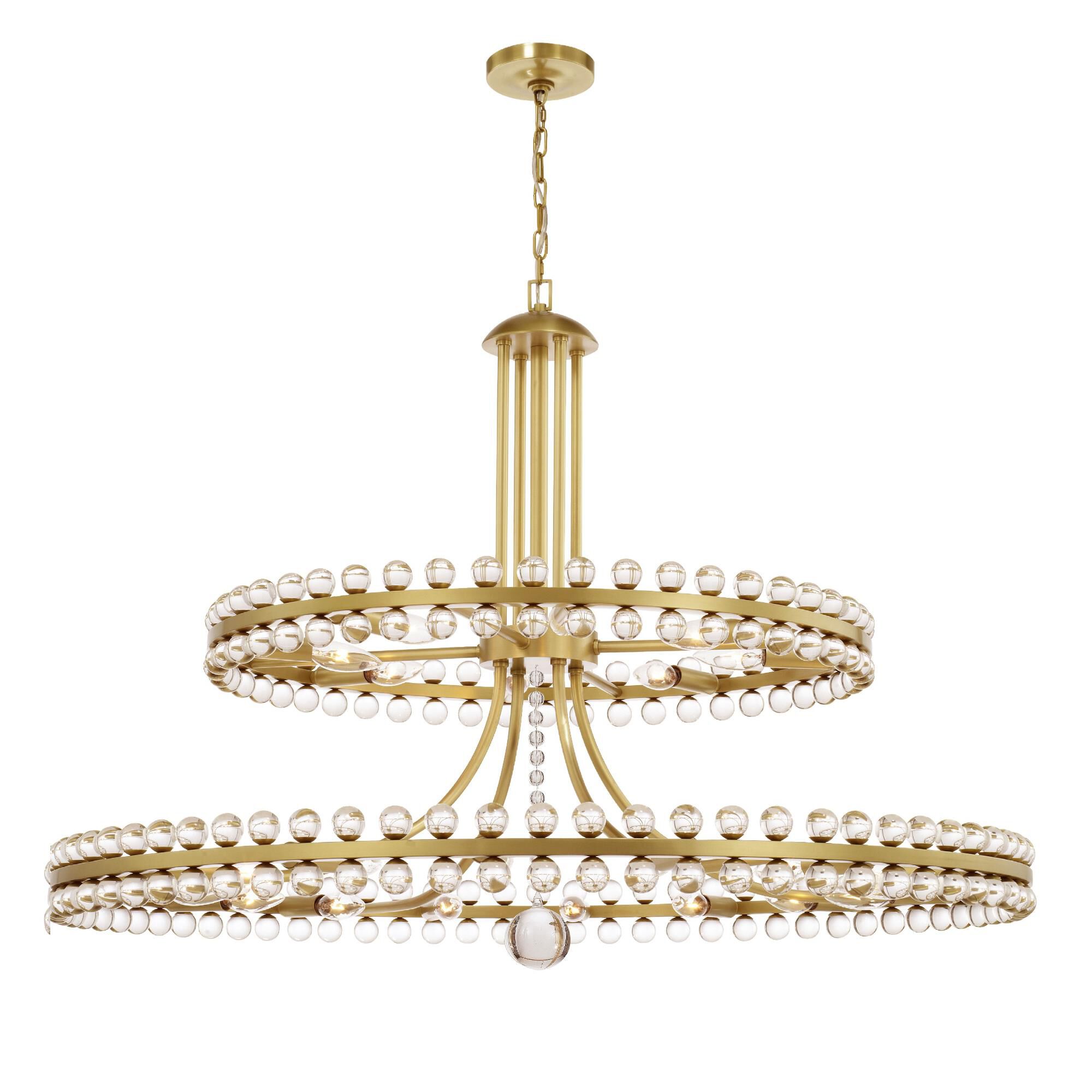 Shown in Aged Brass finish and Clear Glass Beads crystal