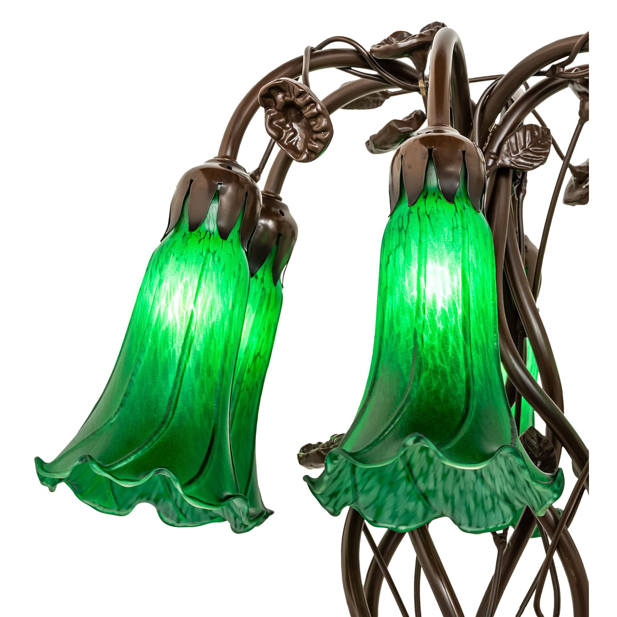 Shown in Mahogany Bronze finish and Green glass