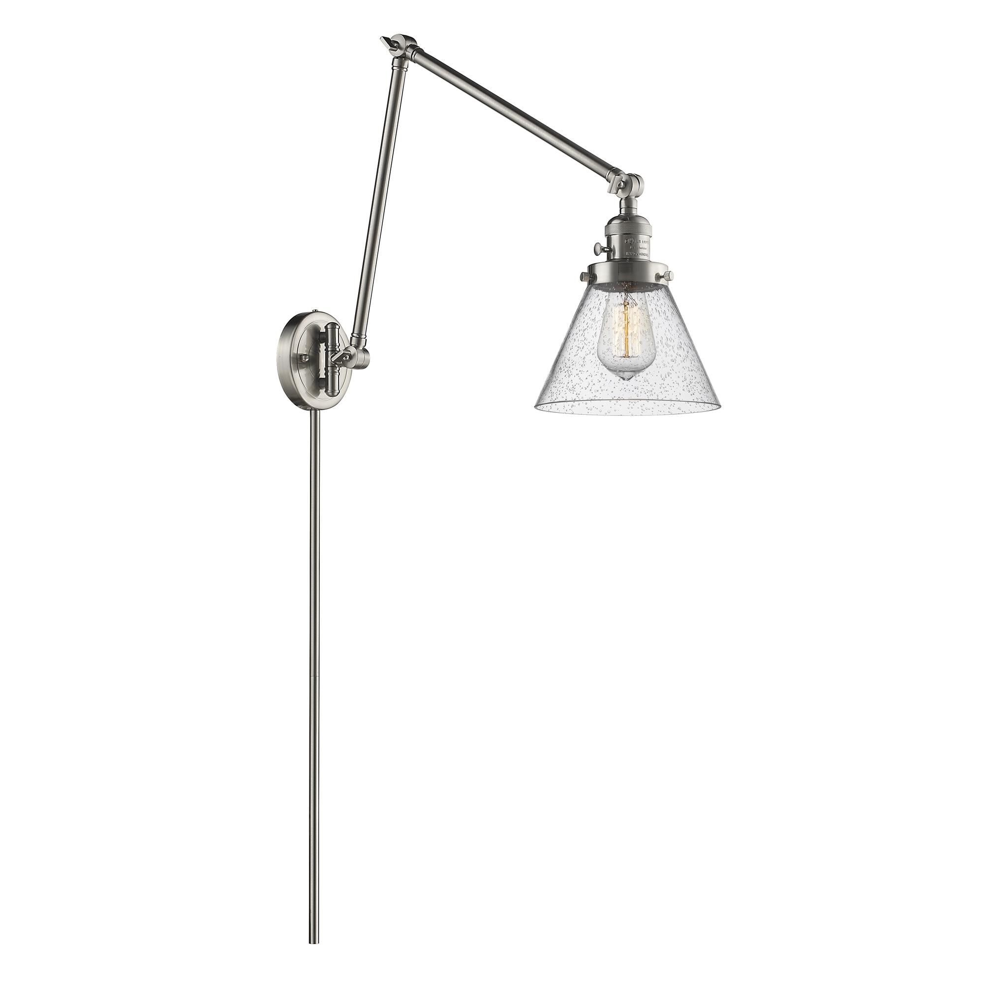 Shown in Brushed Satin Nickel finish and Seedy glass