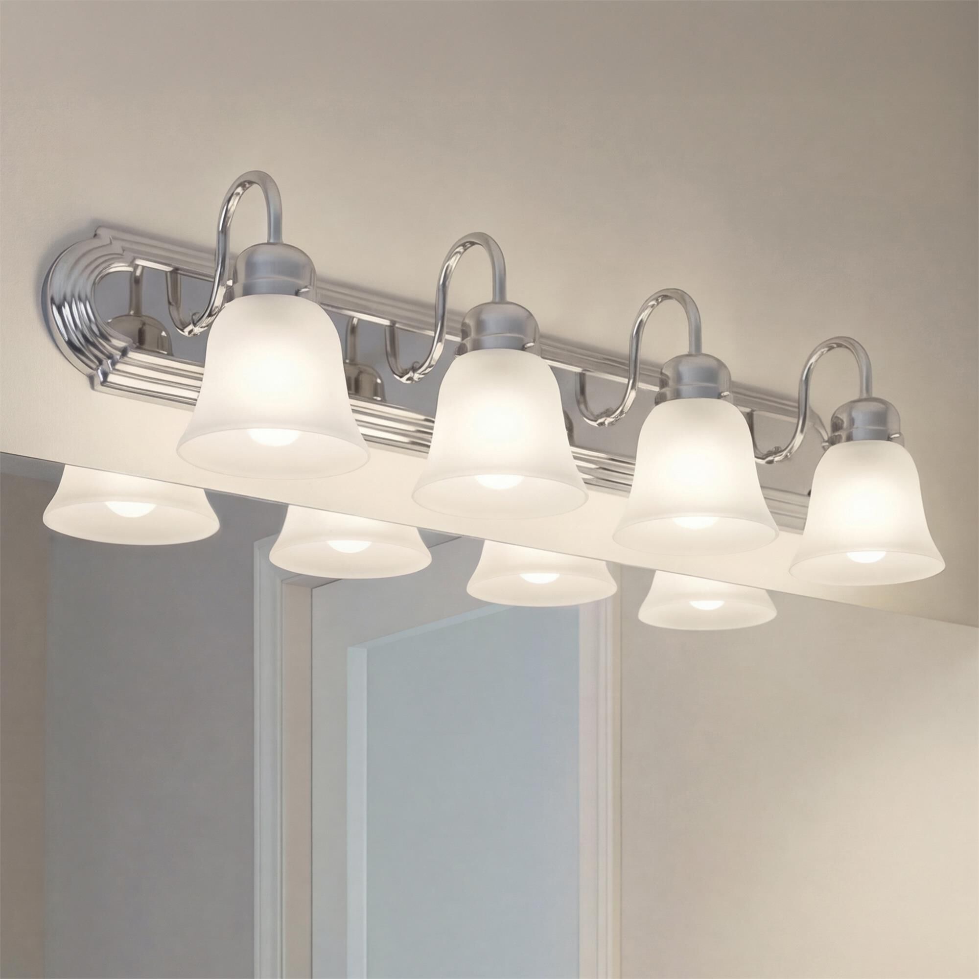 Shown in Chrome finish and Satin Etched glass
