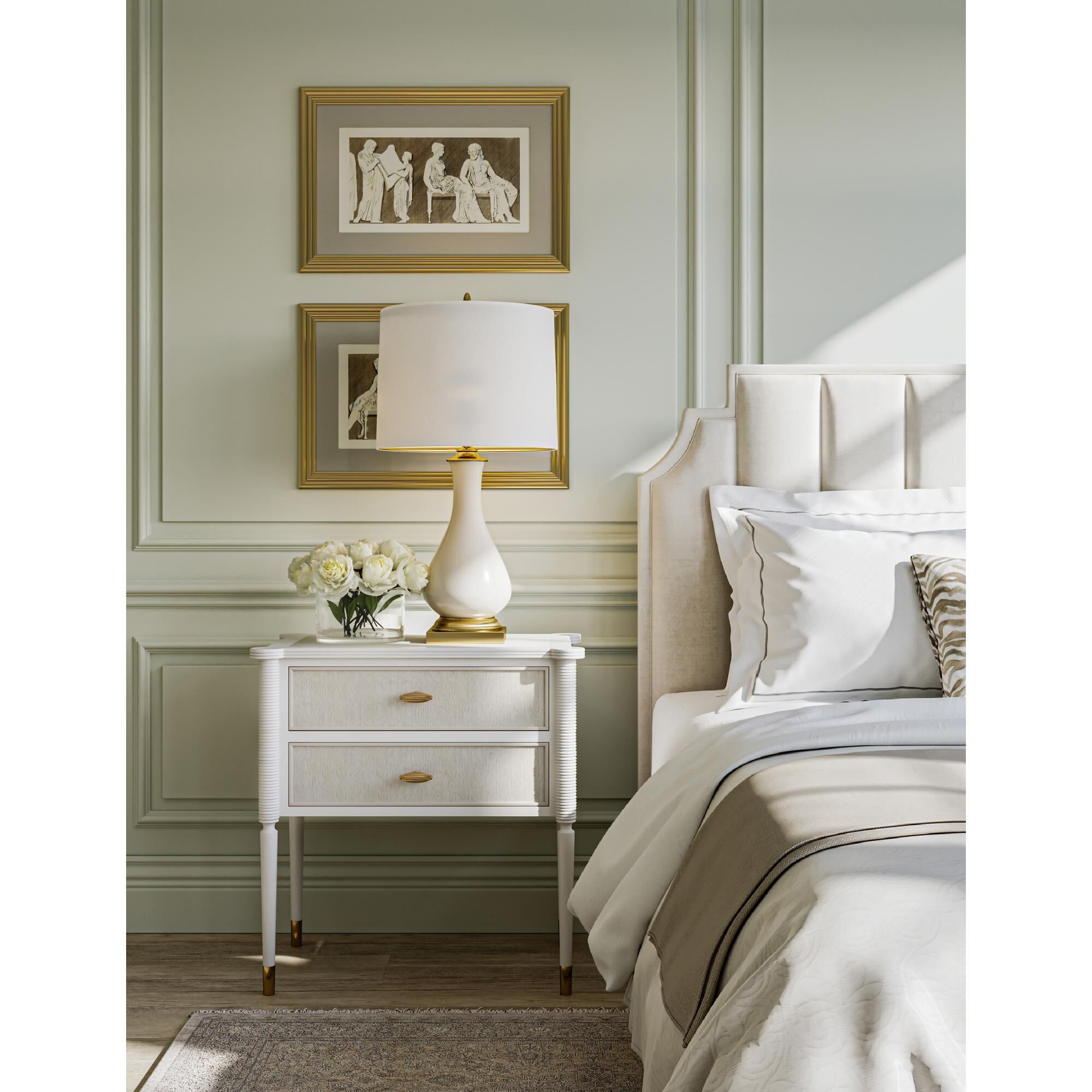 Shown in Cream Crackle/Brass finish and Included shade