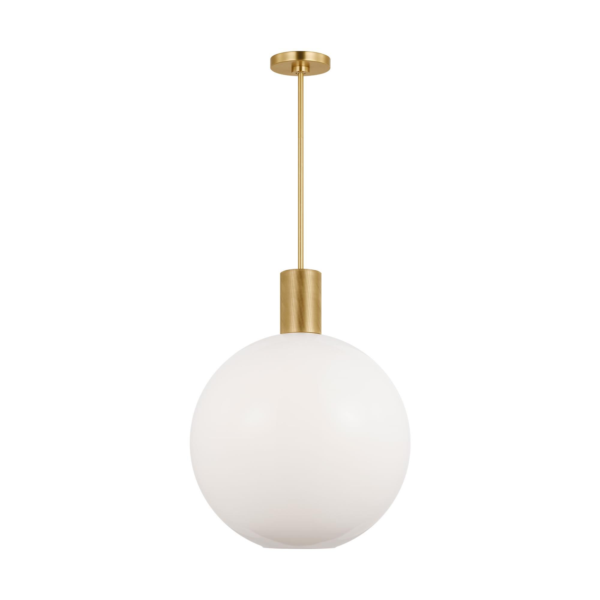 Shown in Satin Brass finish and Milk glass