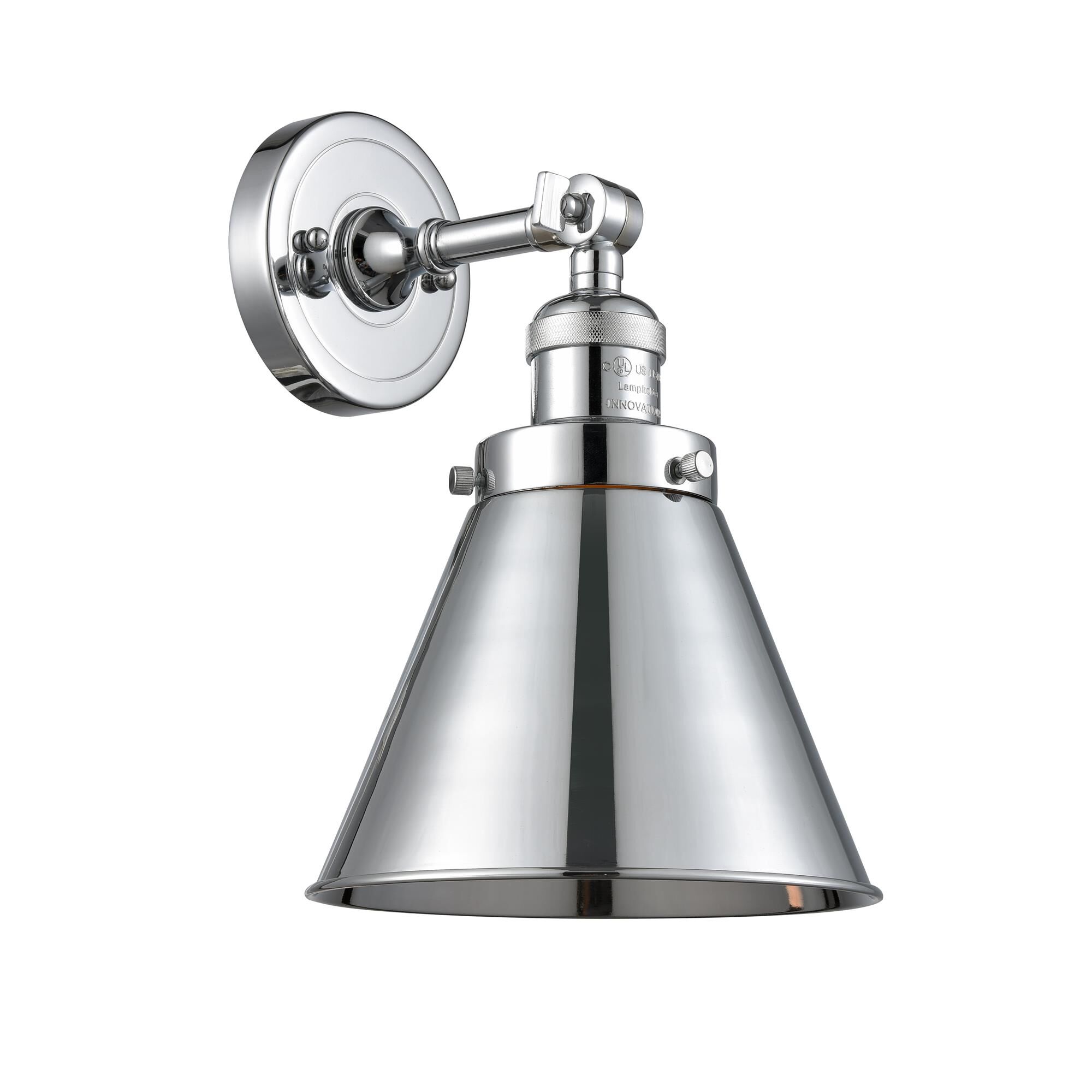 Shown in Polished Chrome finish and Metal - Polished Chrome - Cone shade