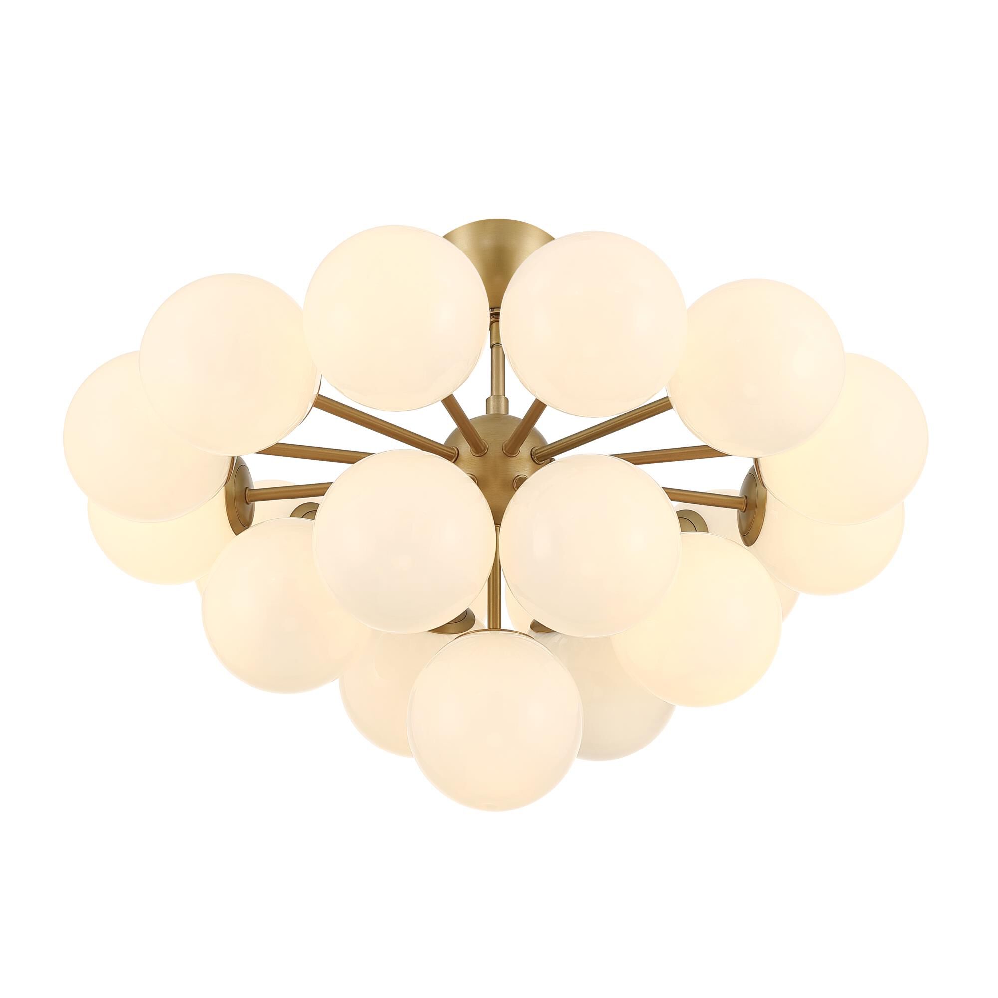 Shown in Legacy Brass finish and Opal glass