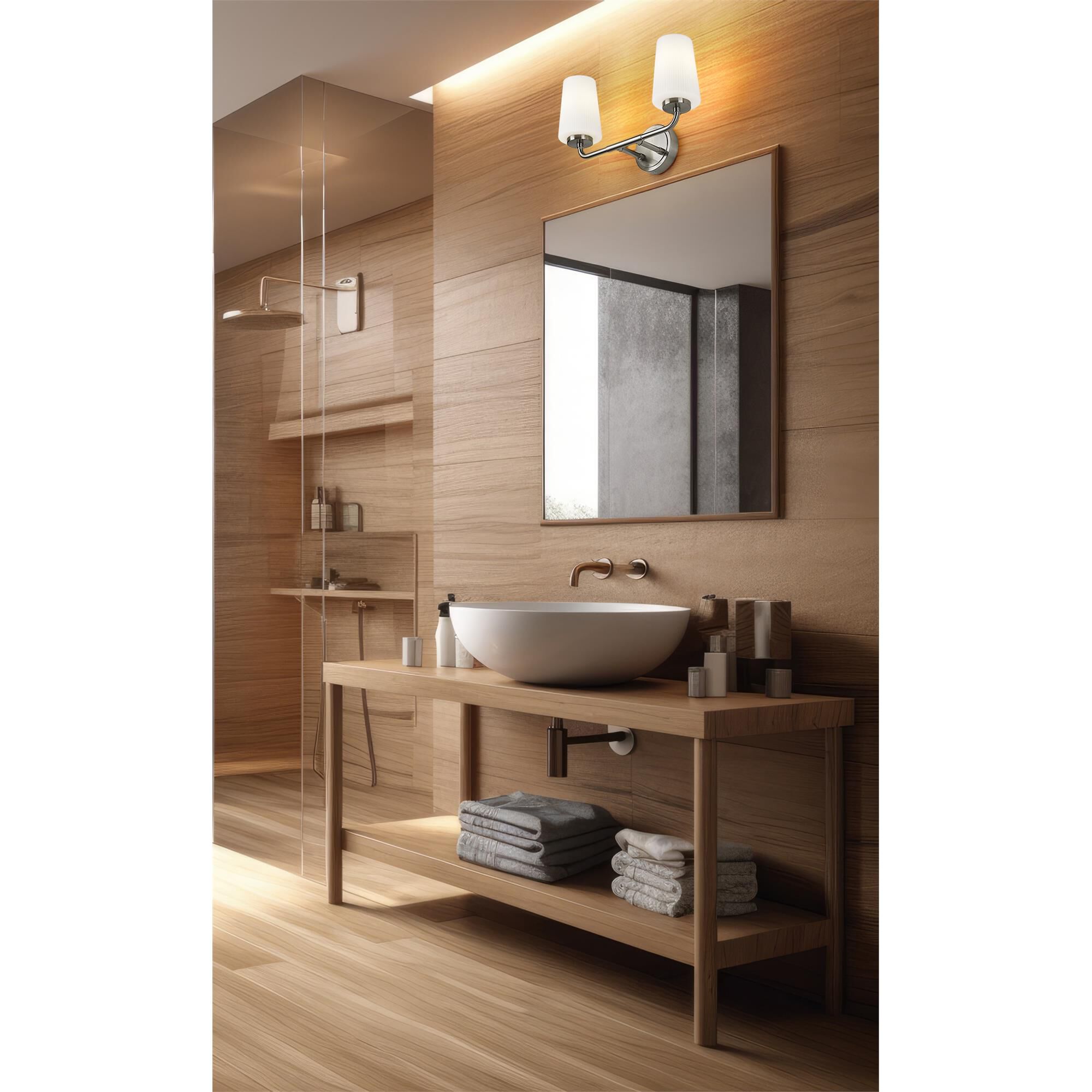 Shown in Brushed Nickel finish and Matte Opal glass and Matte Opal shade