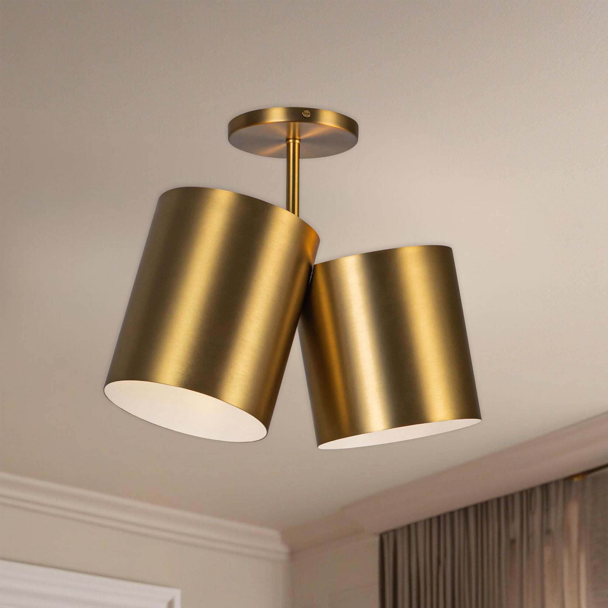 Shown in Brushed Gold finish and Steel shade