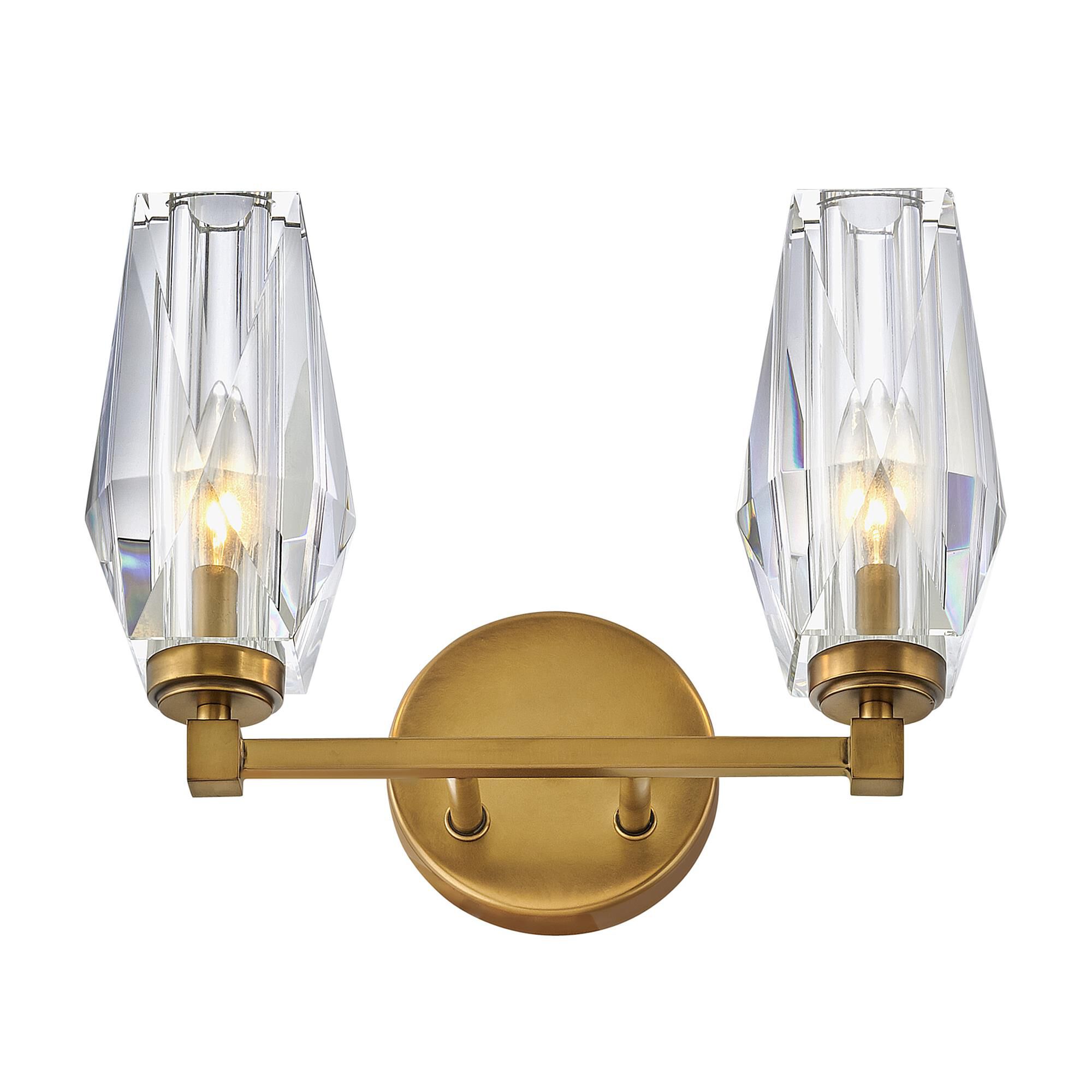 Shown in Heritage Brass finish and Faceted Clear Crystal glass