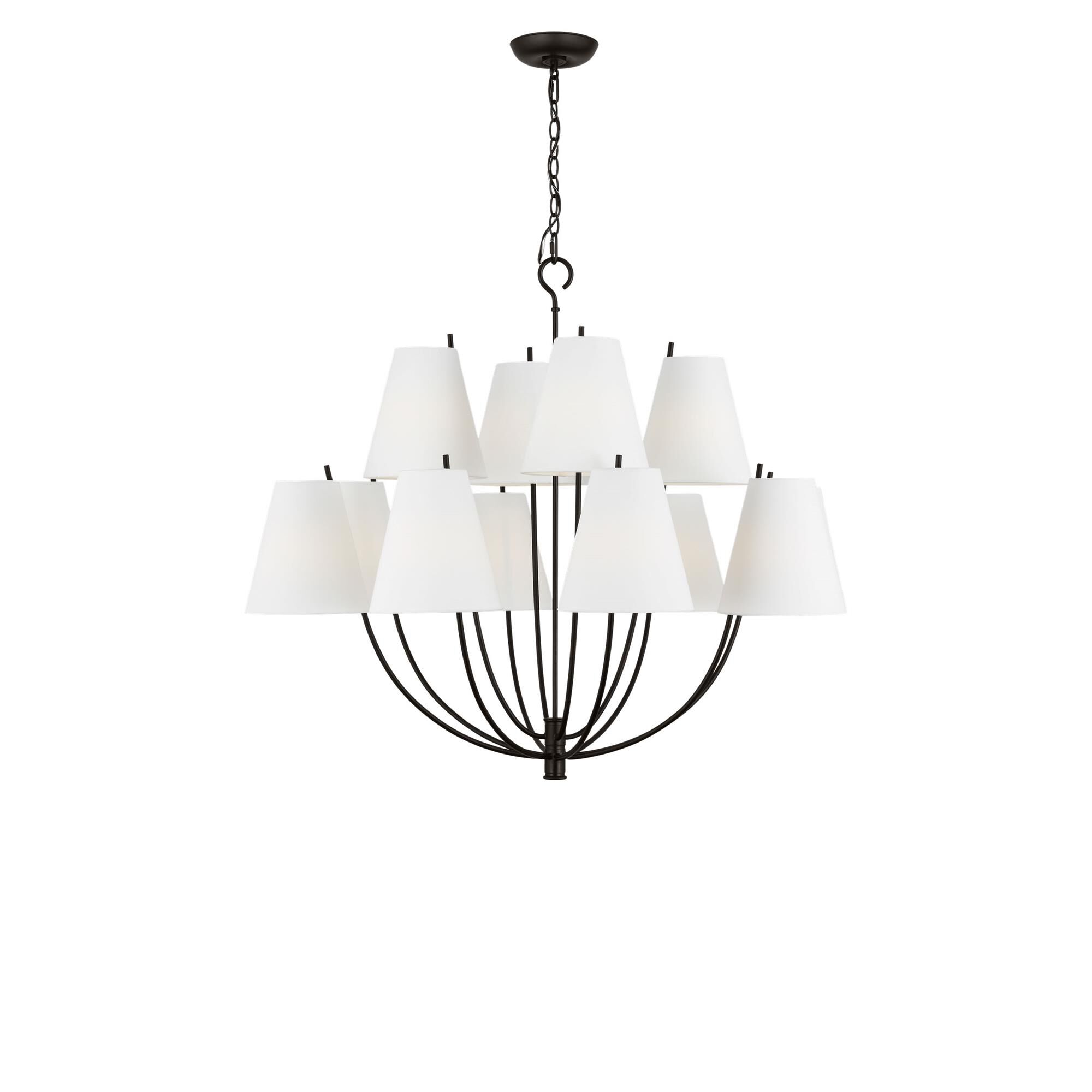 Shown in Aged Iron finish and White Linen Fabric shade