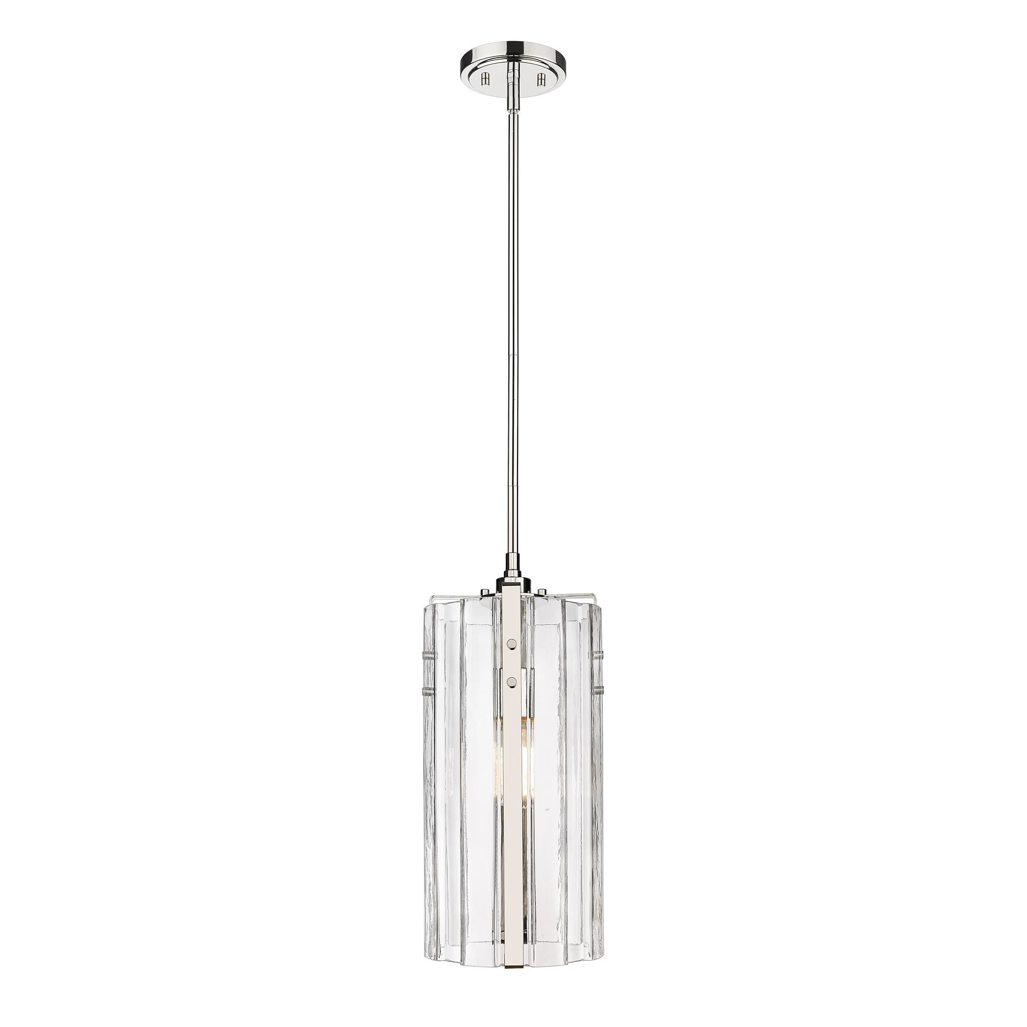 Shown in Polished Nickel finish and Clear glass and Clear shade