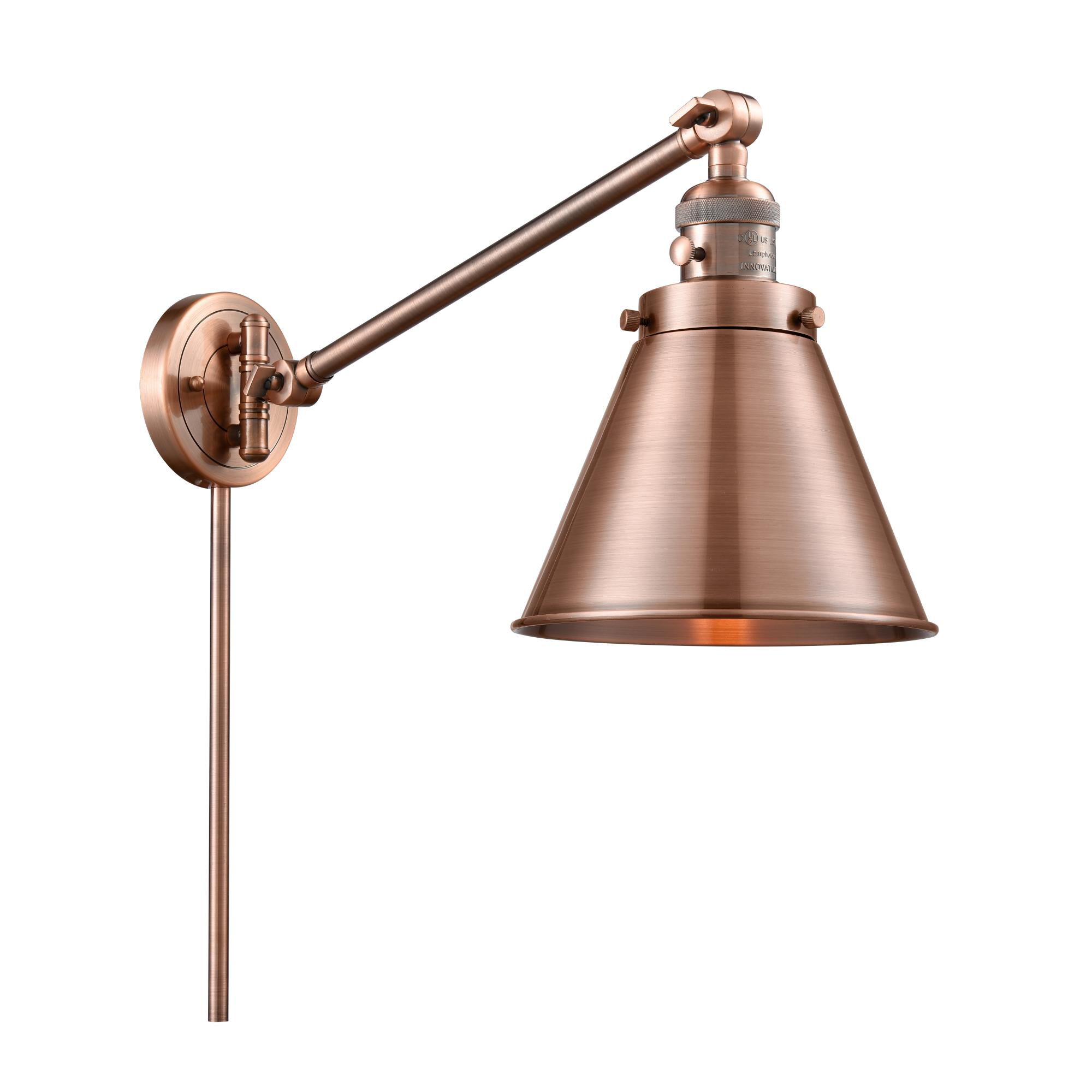 Shown in Antique Copper finish and Metal - Antique Copper - Cone shade