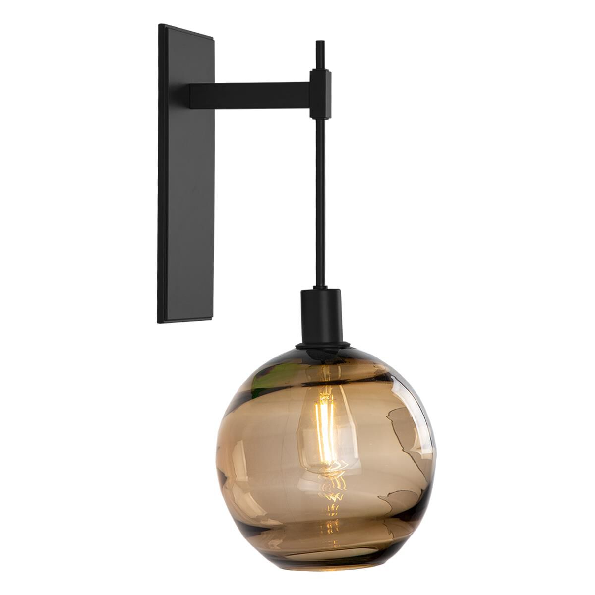 Shown in Matte Black finish and Optic Blown Bronze glass