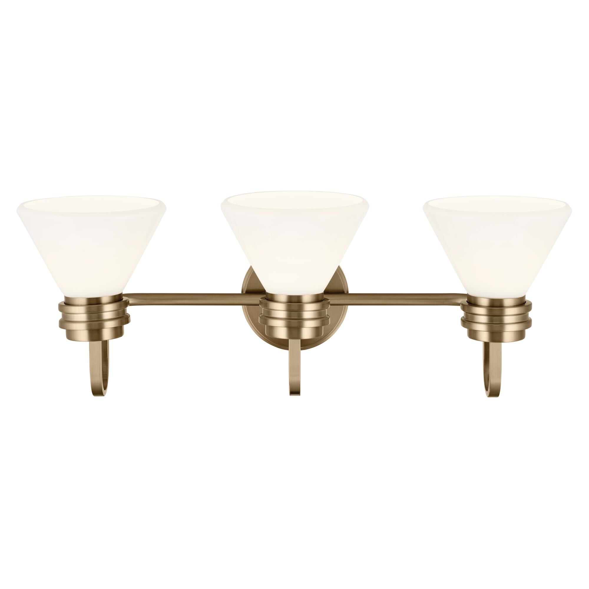 Shown in Champagne Bronze finish and Opal glass
