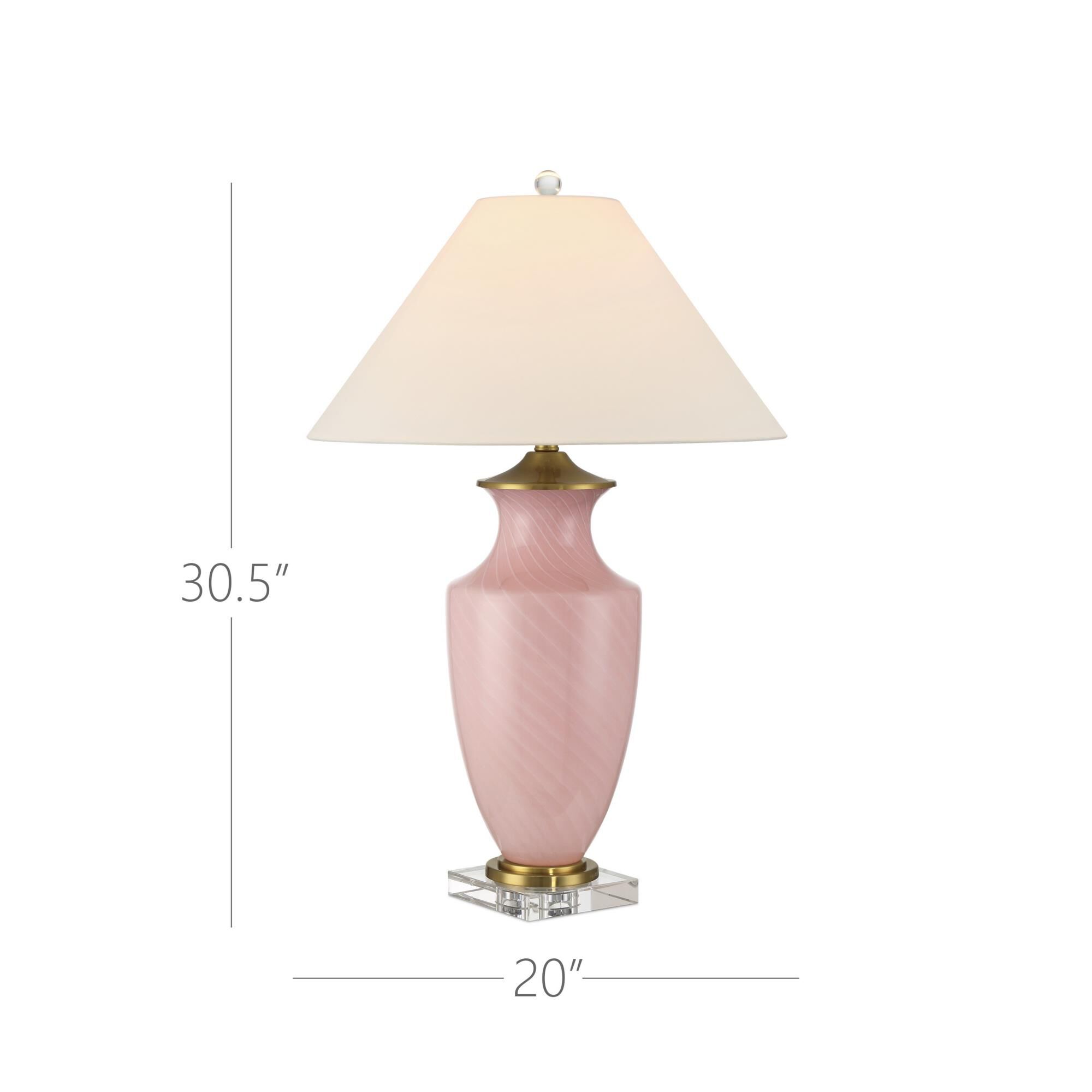 Shown in Pink and Clear finish and Off-White Polyester/Hardback/Rolled Edge shade