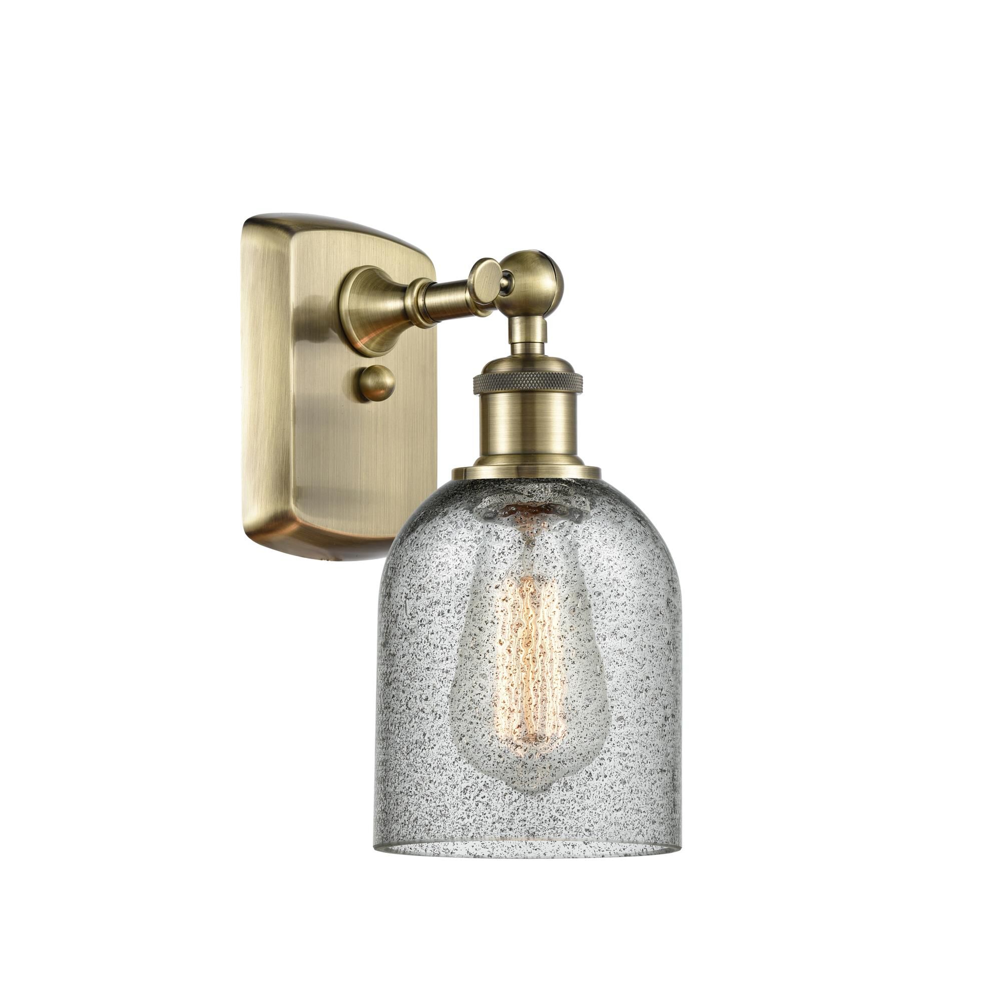 Shown in Antique Brass finish and Bell glass and Glass shade