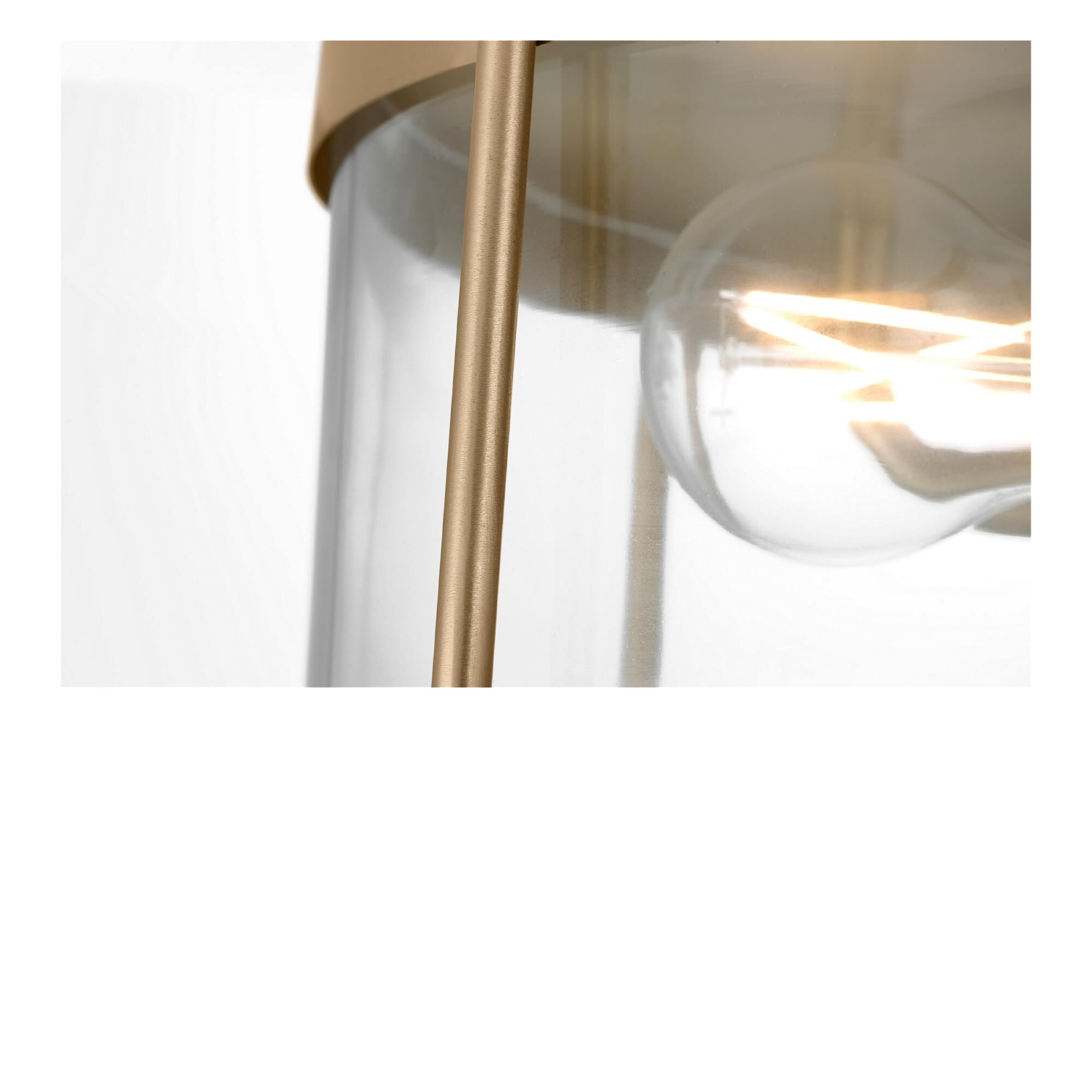 Shown in Satin Brass finish and Clear glass