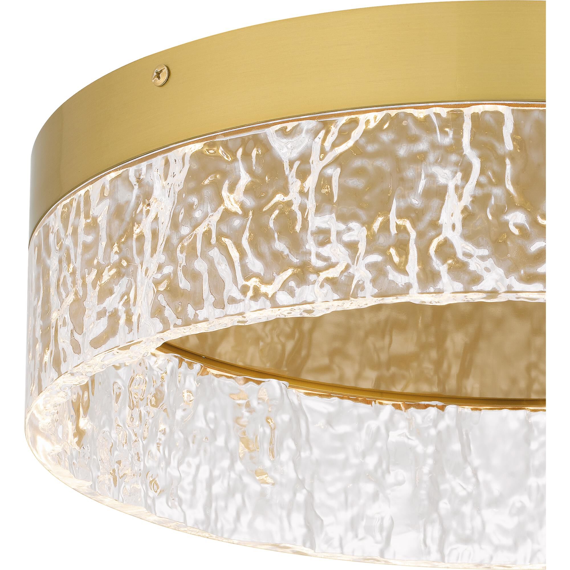 Shown in Brushed Gold finish and Clear Textured Acrylic shade