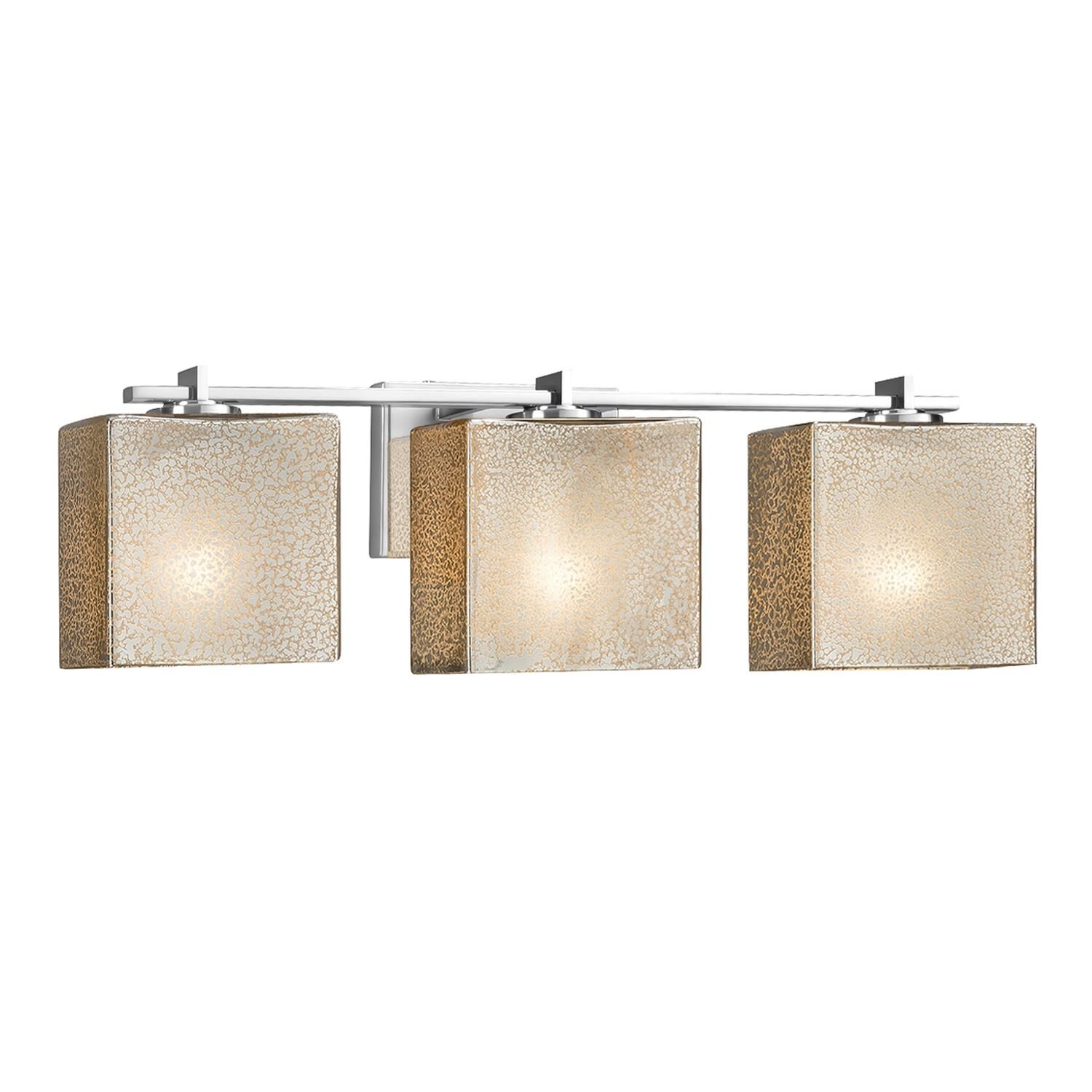 Shown in Polished Chrome finish and Mercury Artisan glass and Rectangle accent
