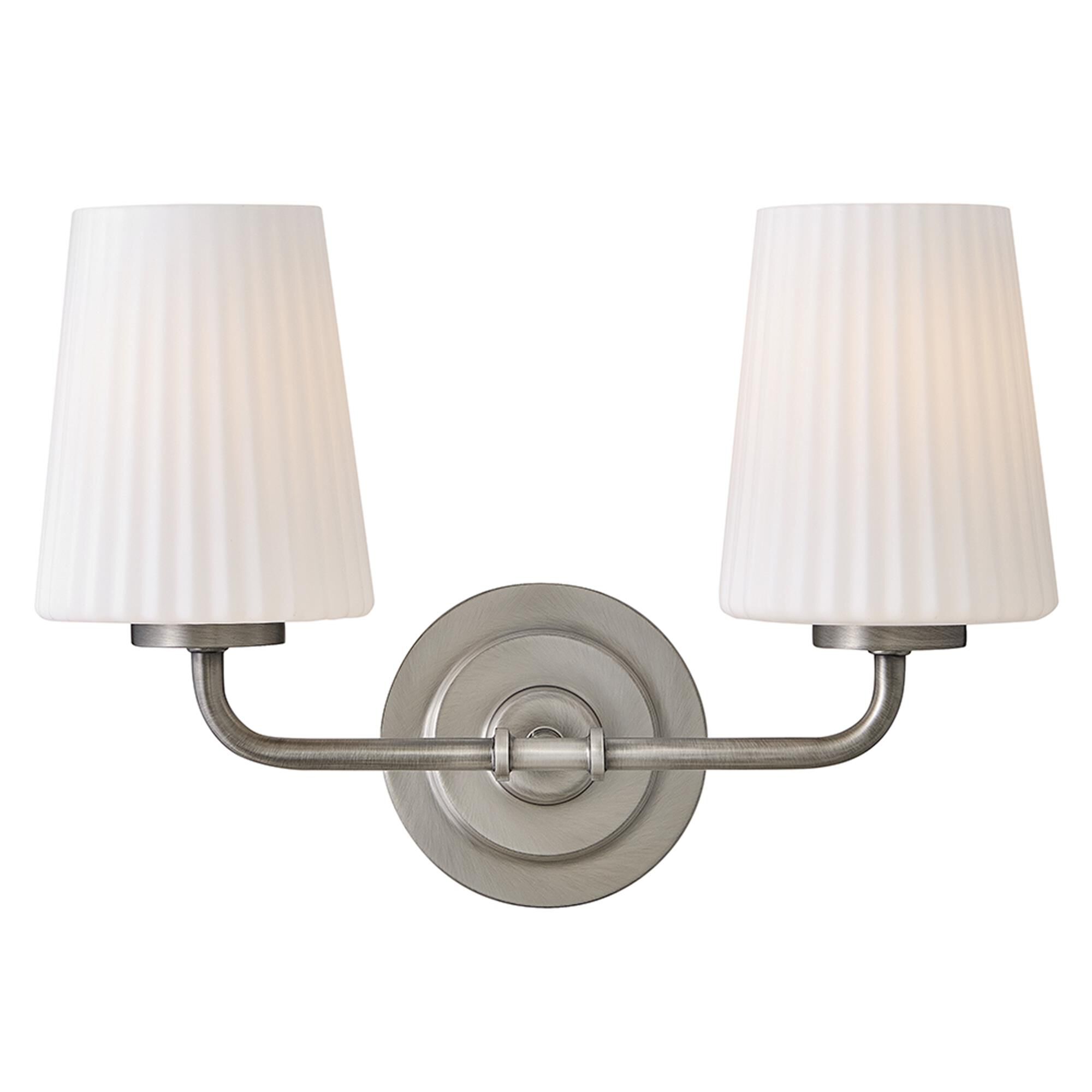 Shown in Antique Nickel finish and Pleated Etched Opal glass