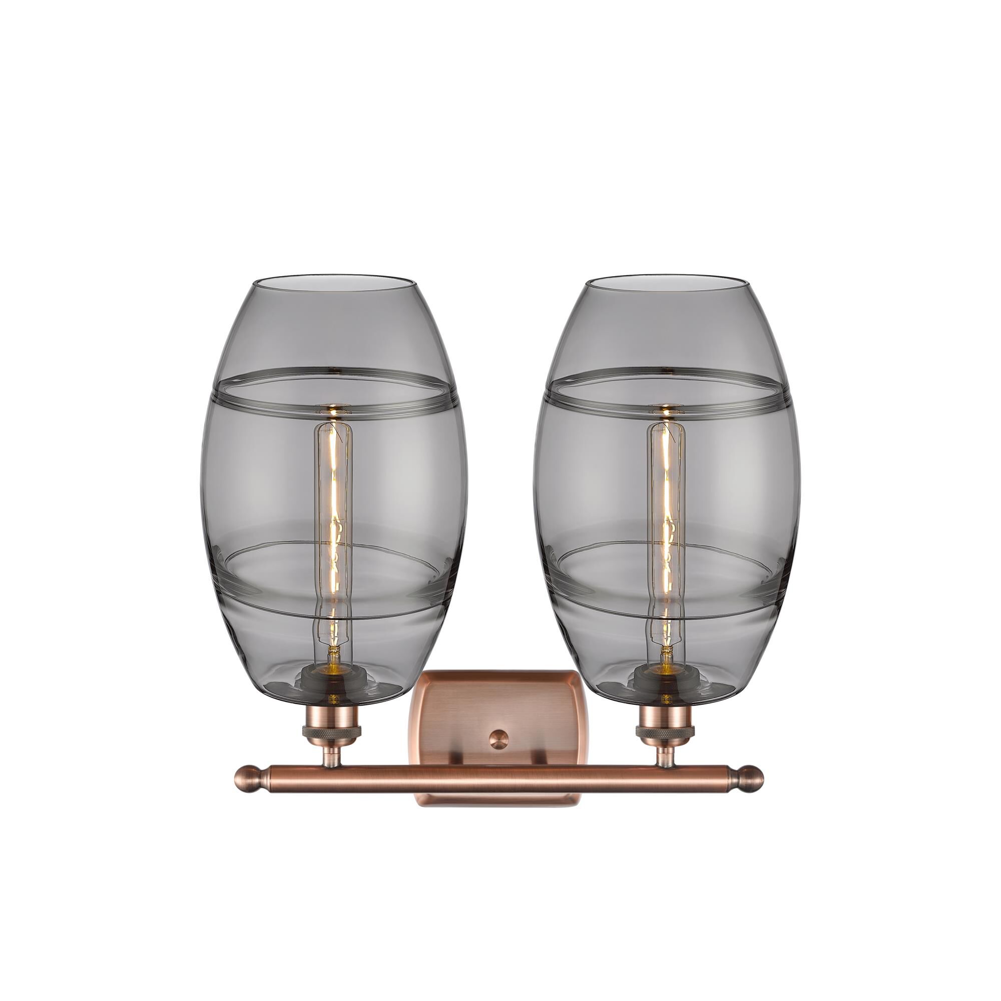 Shown in Antique Copper finish and Light Smoke glass