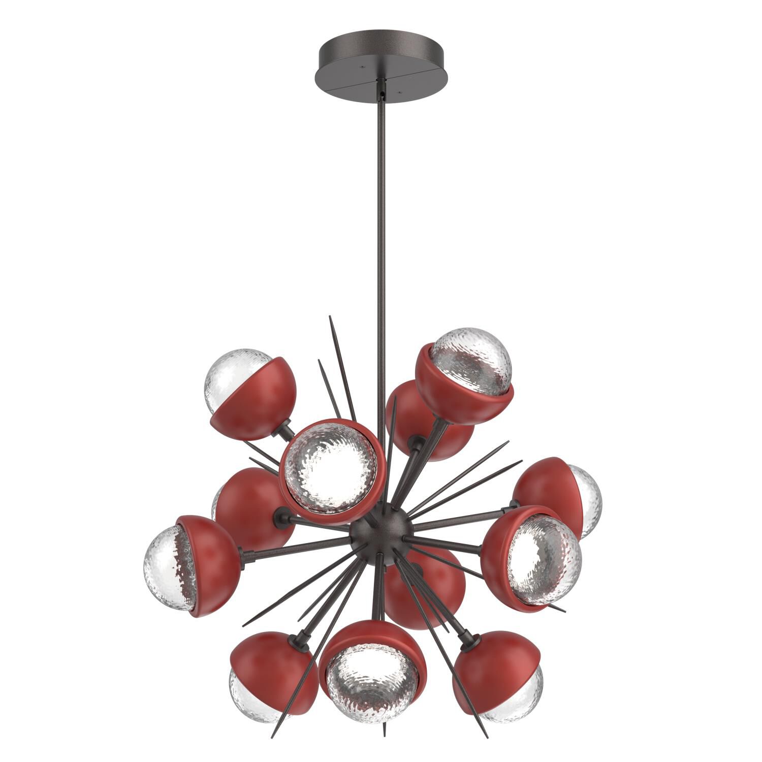 Shown in Graphite finish and Clear glass and Cinnamon Red accent