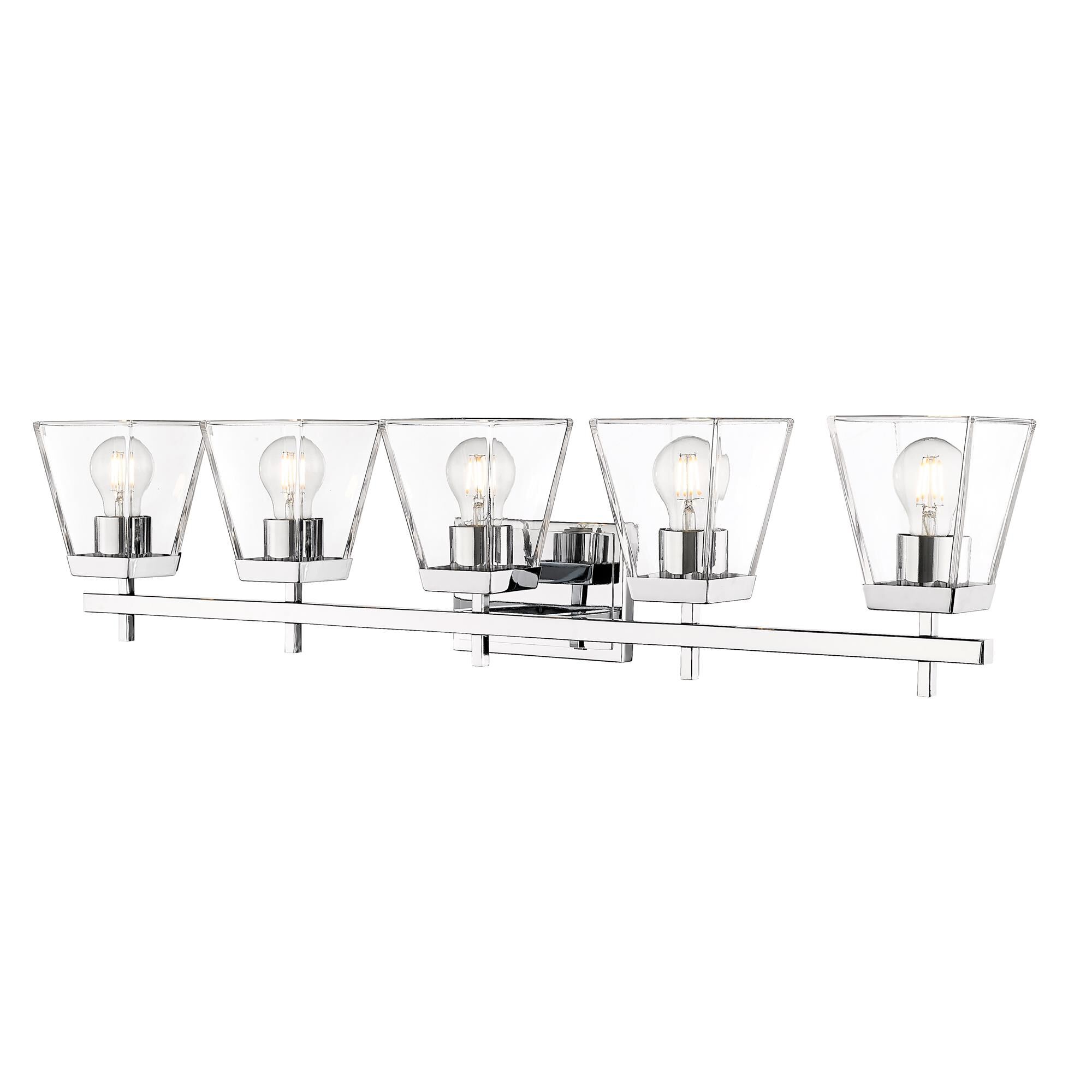 Shown in Chrome finish and Clear glass