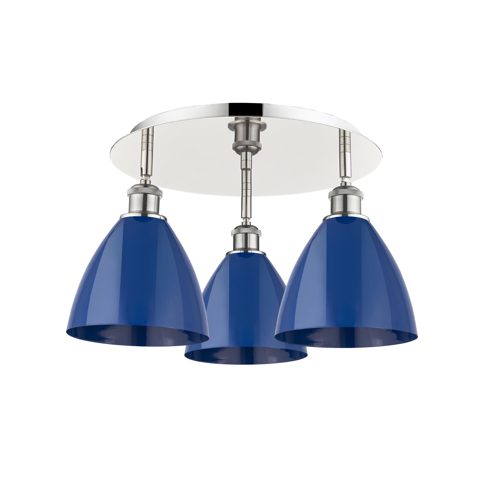 Shown in Polished Nickel finish and Blue shade
