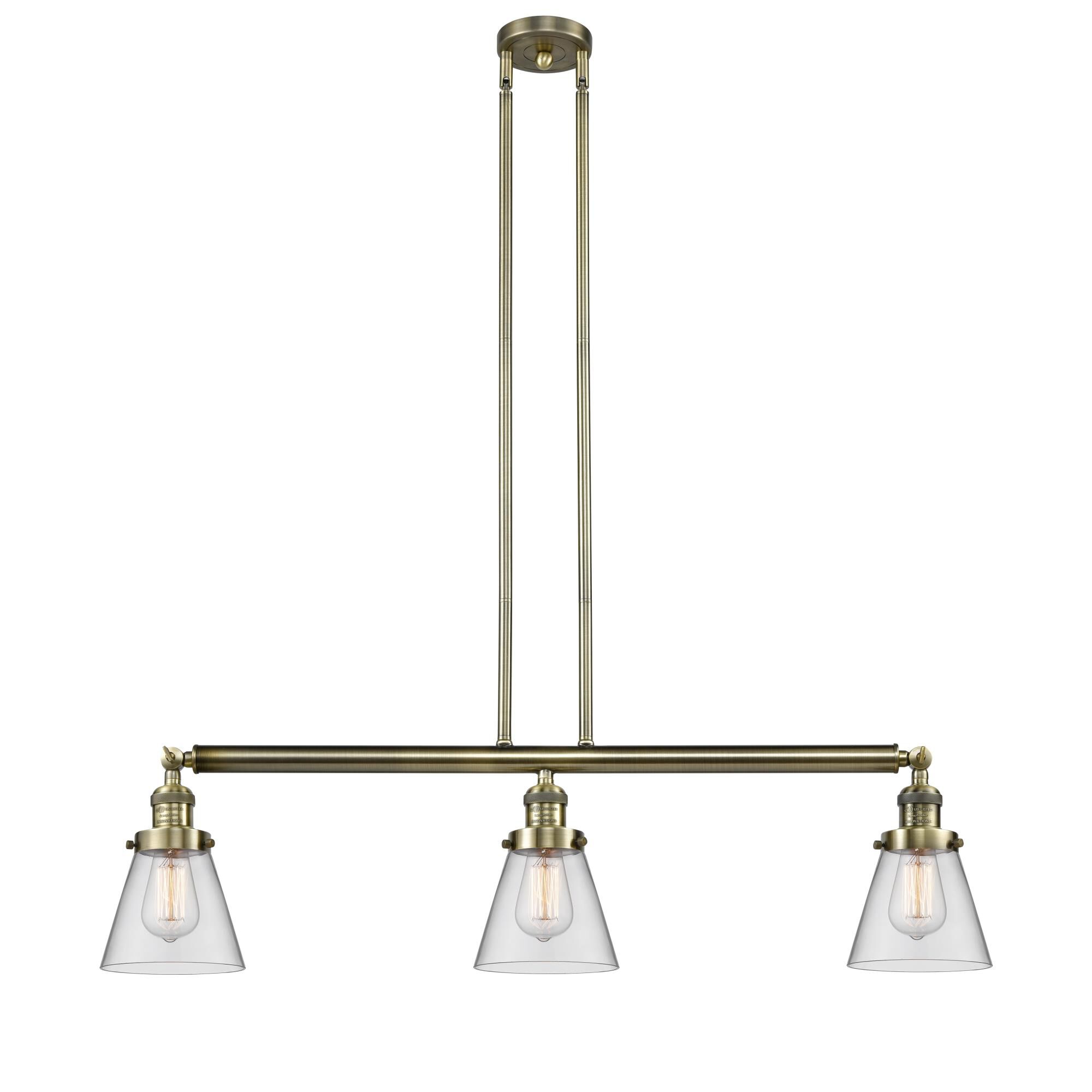 Shown in Antique Brass finish and Clear glass