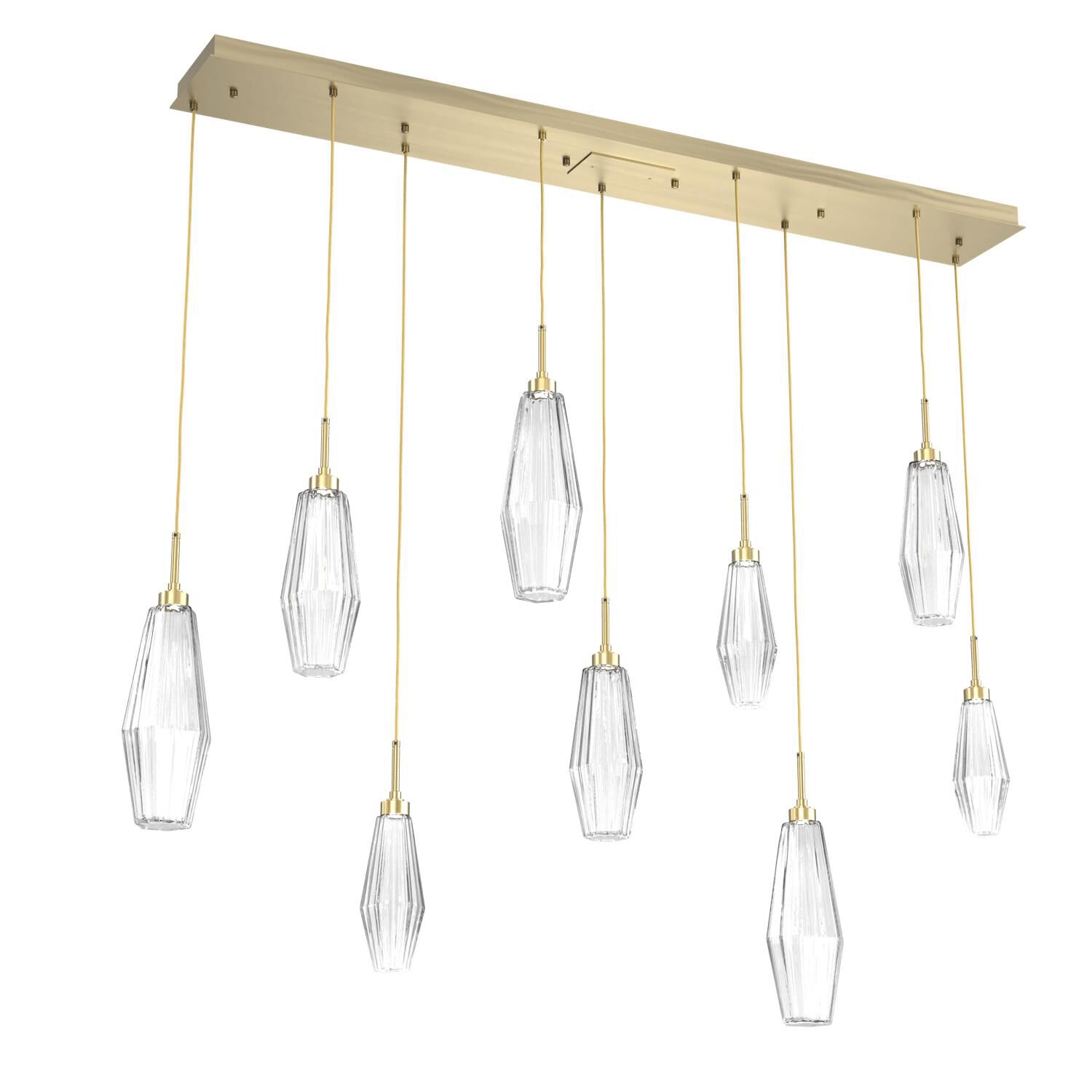 Shown in Novel Brass finish and Optic Rib Clear glass