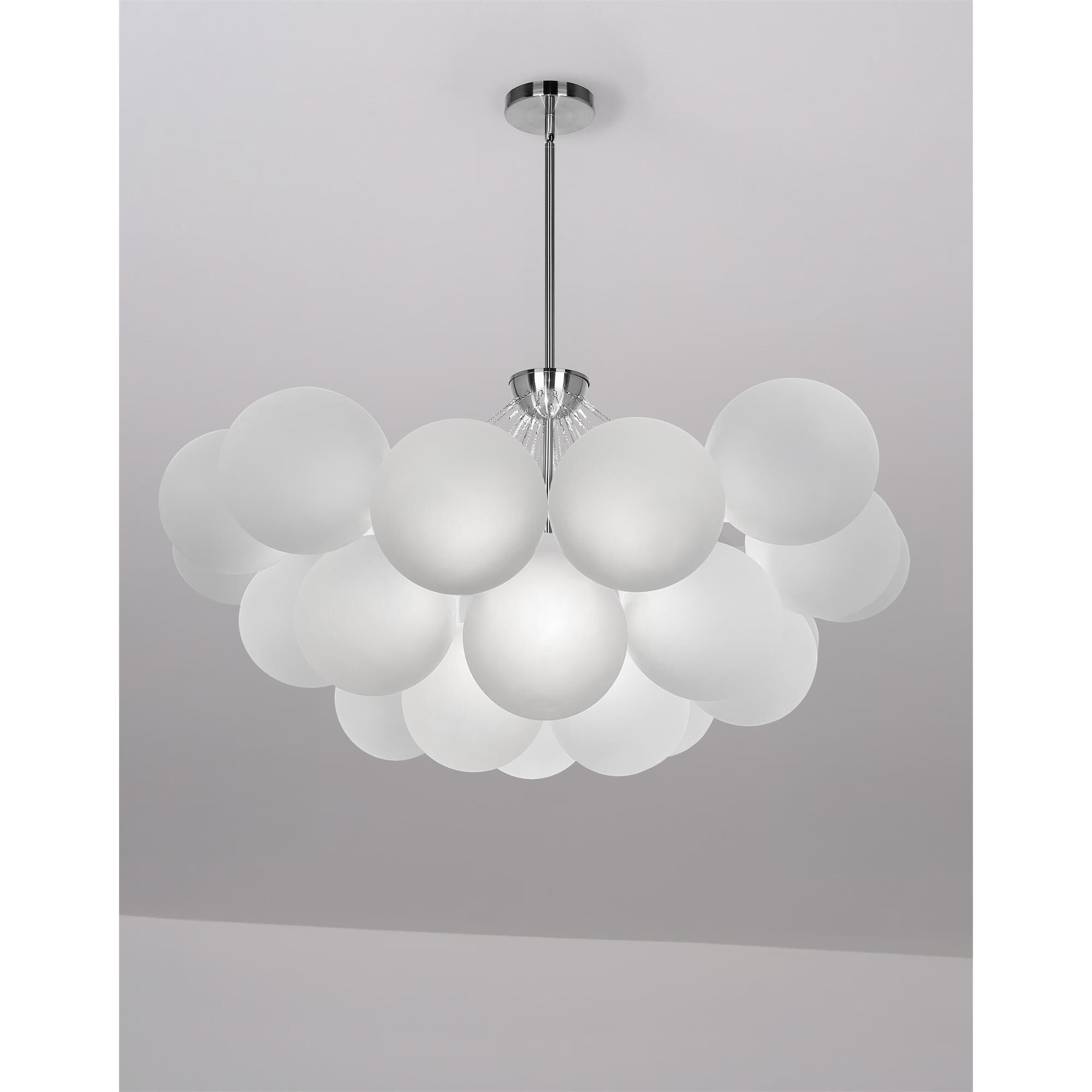 Shown in White and Polished Chrome finish and White Globe glass