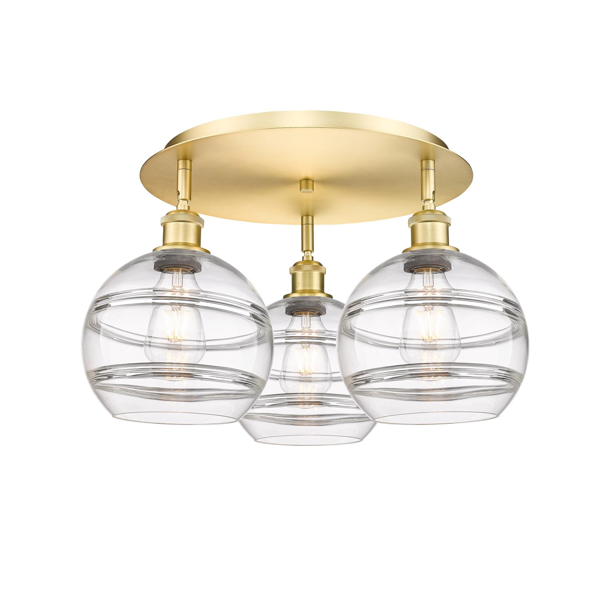 Shown in Satin Gold finish and Clear glass