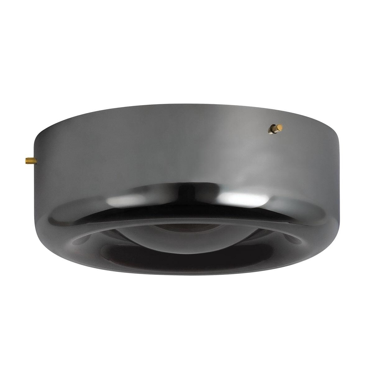 Shown in Aged Brass finish and Plated Smoke glass