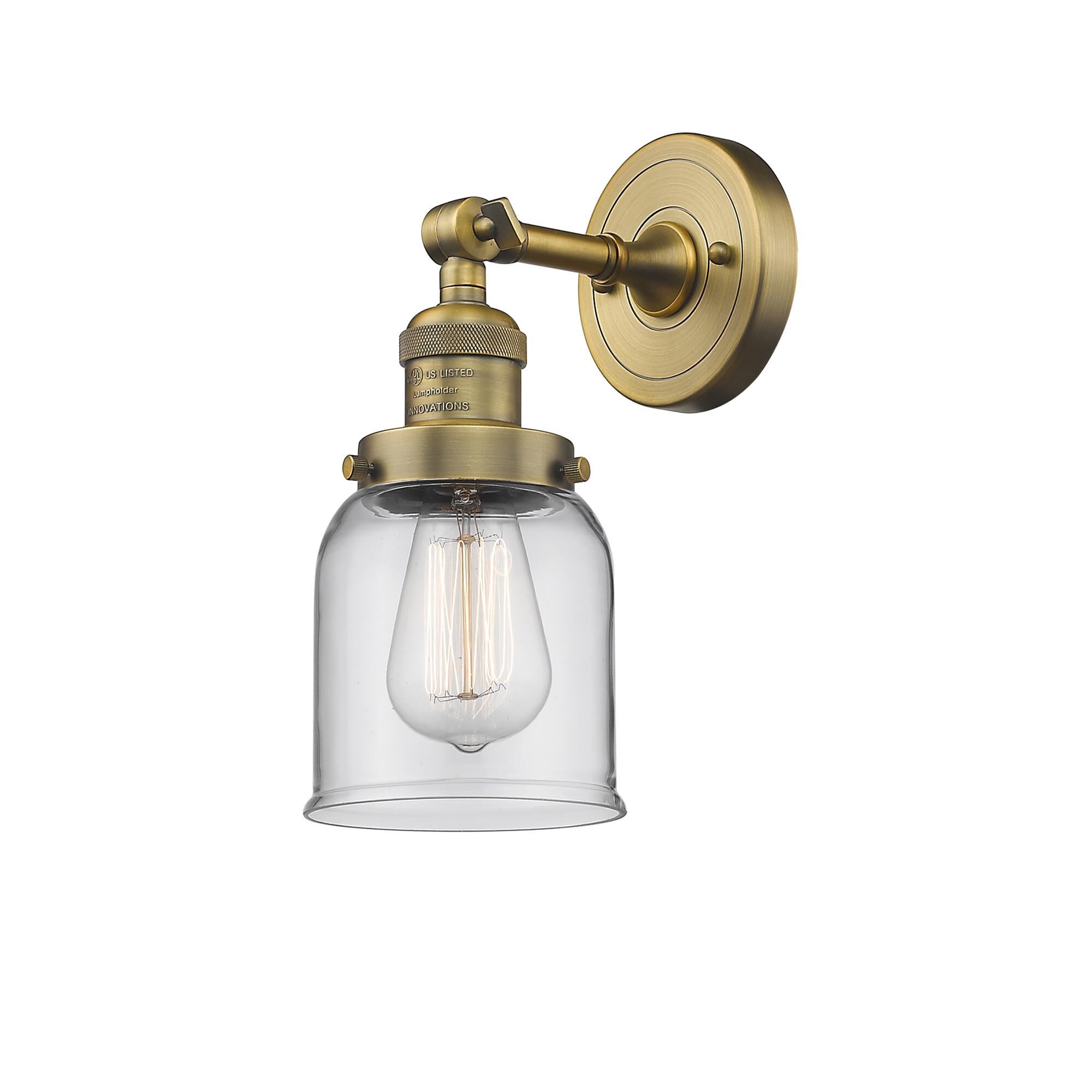 Shown in Brushed Brass finish and Clear glass