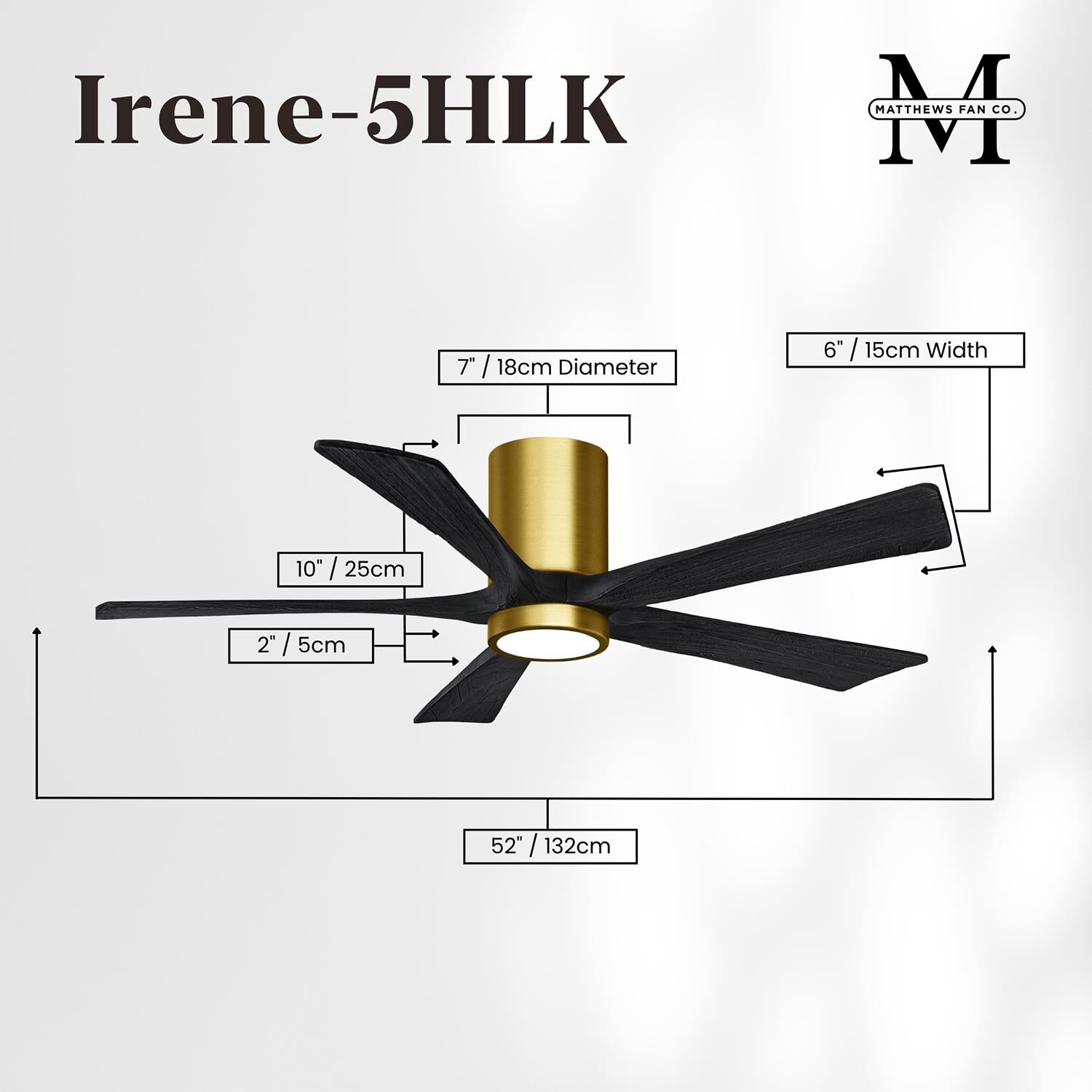 Irene 52 Inch Flush Mount Fan with Light Kit by Matthews Fan Company