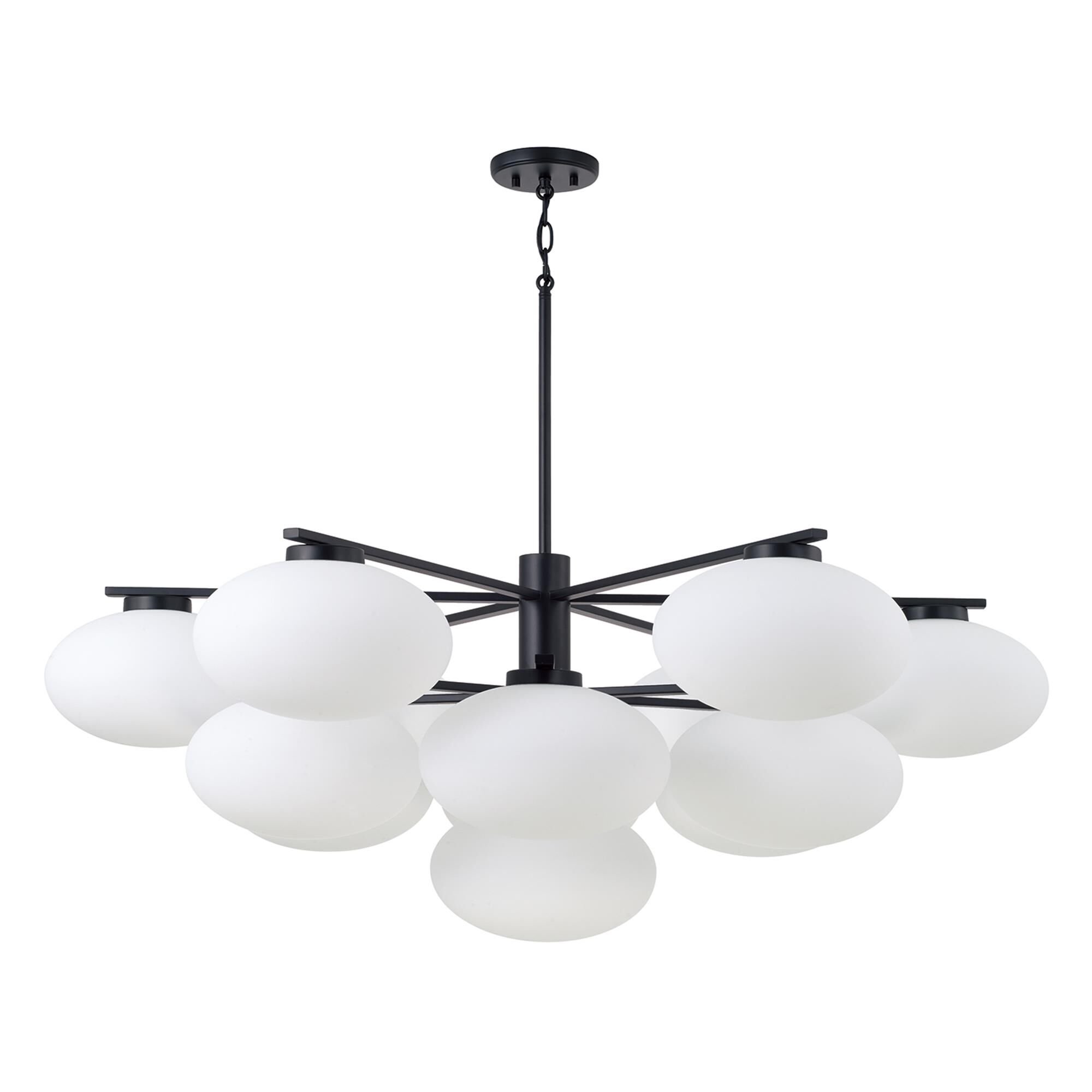 Shown in Matte Black finish and Soft White glass