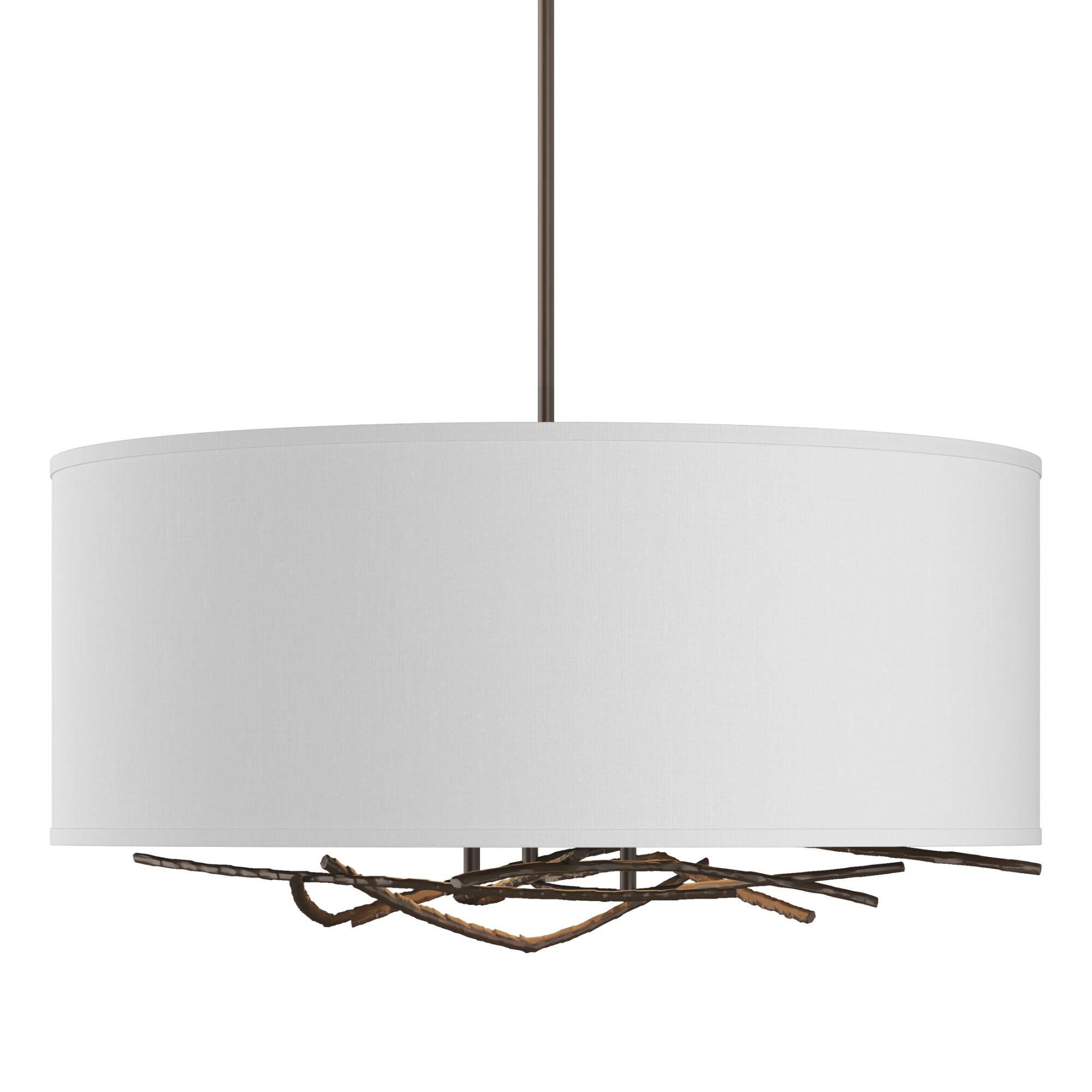Shown in Bronze finish and White Fabric shade