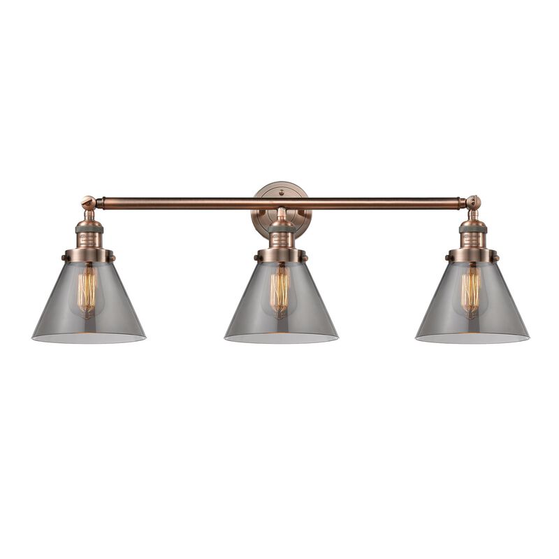 Bruno Marashlian Large Cone 32 Inch 3 Light Bath Vanity Light by Innovations Lighting