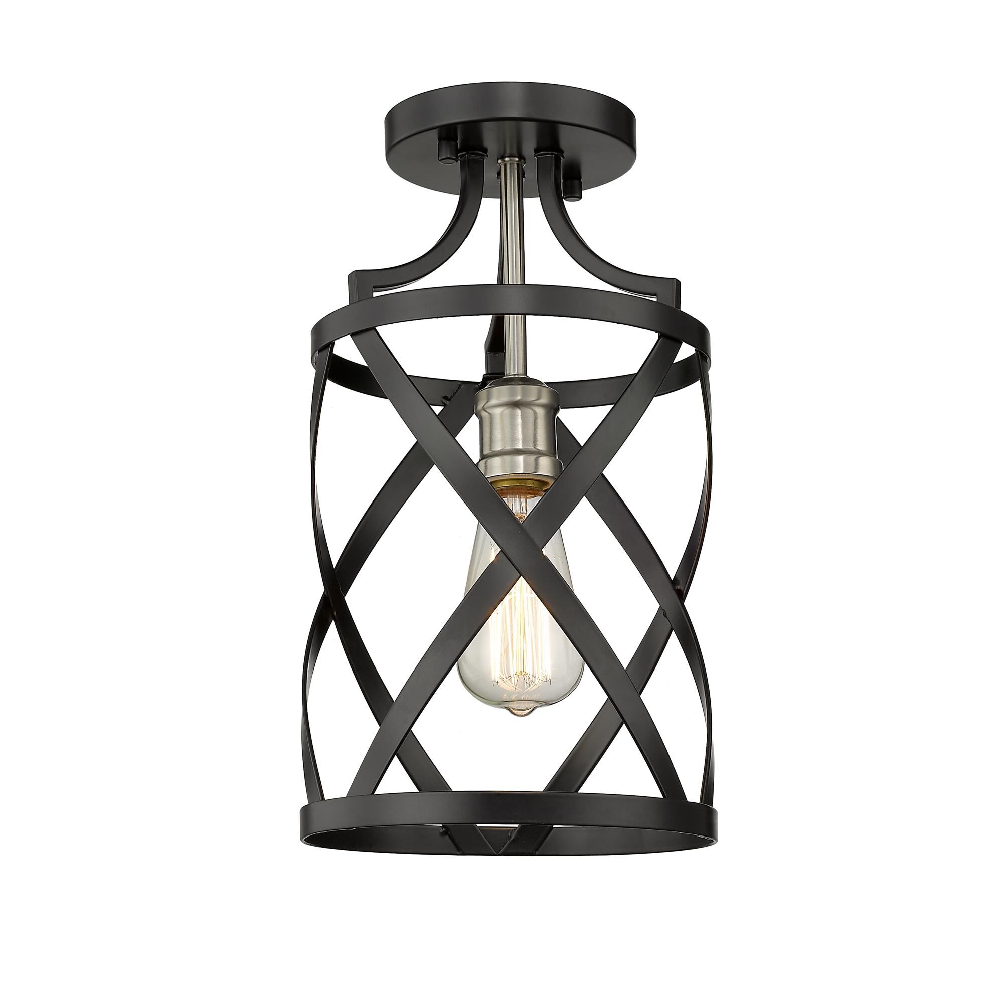 Shown in Matte Black + Brushed Nickel finish and --- glass and --- shade