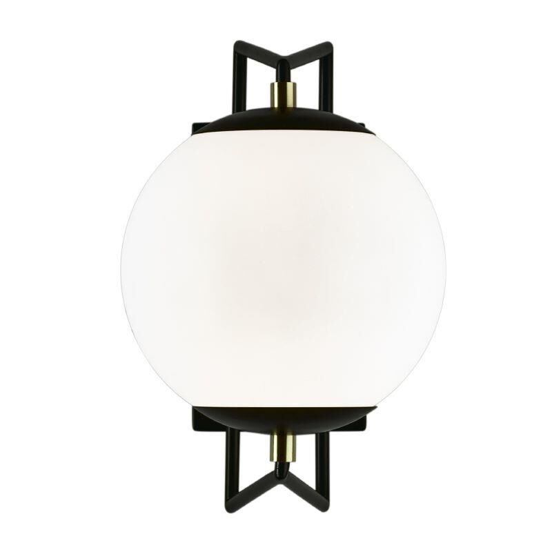 Shown in Matte Black With Satin Brass finish and Matte Opal Acrylic glass and Acrylic shade