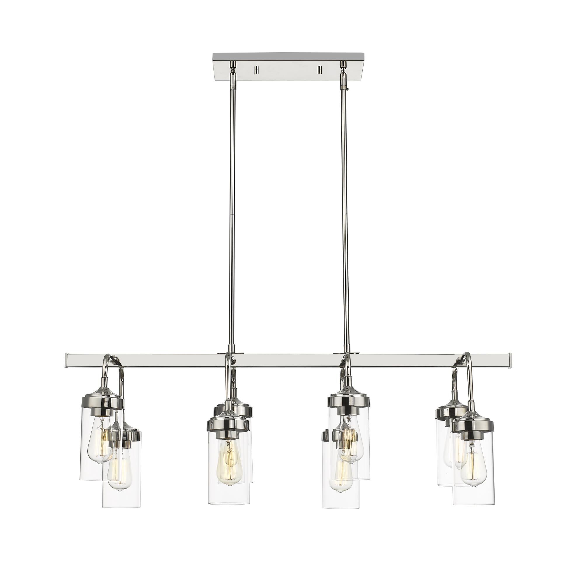 Shown in Polished Nickel finish and Glass shade